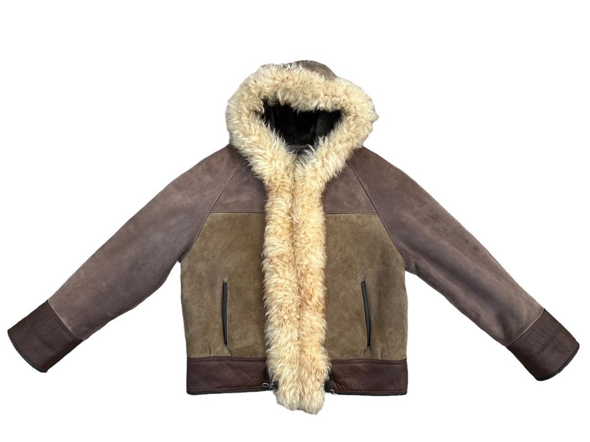 Vintage RARE! VTG Sheepskin Shearling Patina Leather Hoodie Jacket Size US S / EU 44-46 / 1 - 4 Thumbnail