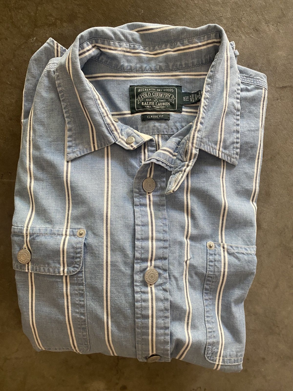 Polo Ralph Lauren Vintage New Polo Ralph Lauren Blue Button Up Polo Country Size US XXL / EU 58 / 5 - 1 Thumbnail
