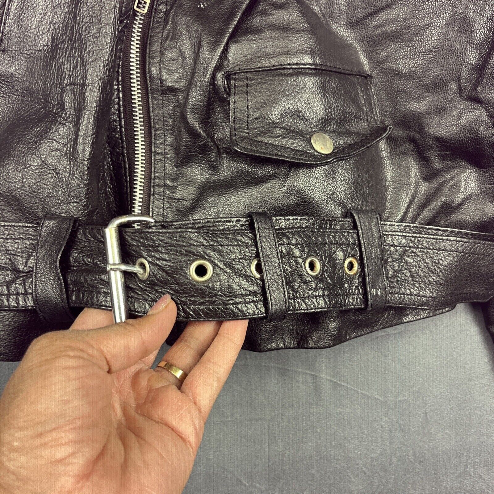 Wilsons Leather Vintage Wilsons Leather Moto Biker Cropped Jacket Medium Size M / US 6-8 / IT 42-44 - 8 Thumbnail
