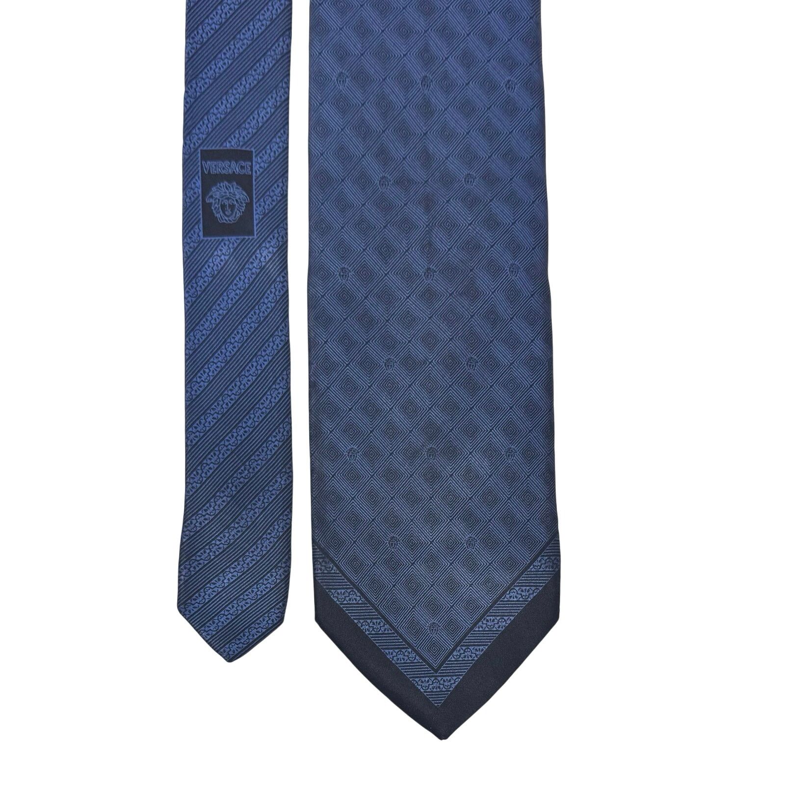 Versace Versace Navy Abstract Pattern Tie Size ONE SIZE - 1 Thumbnail