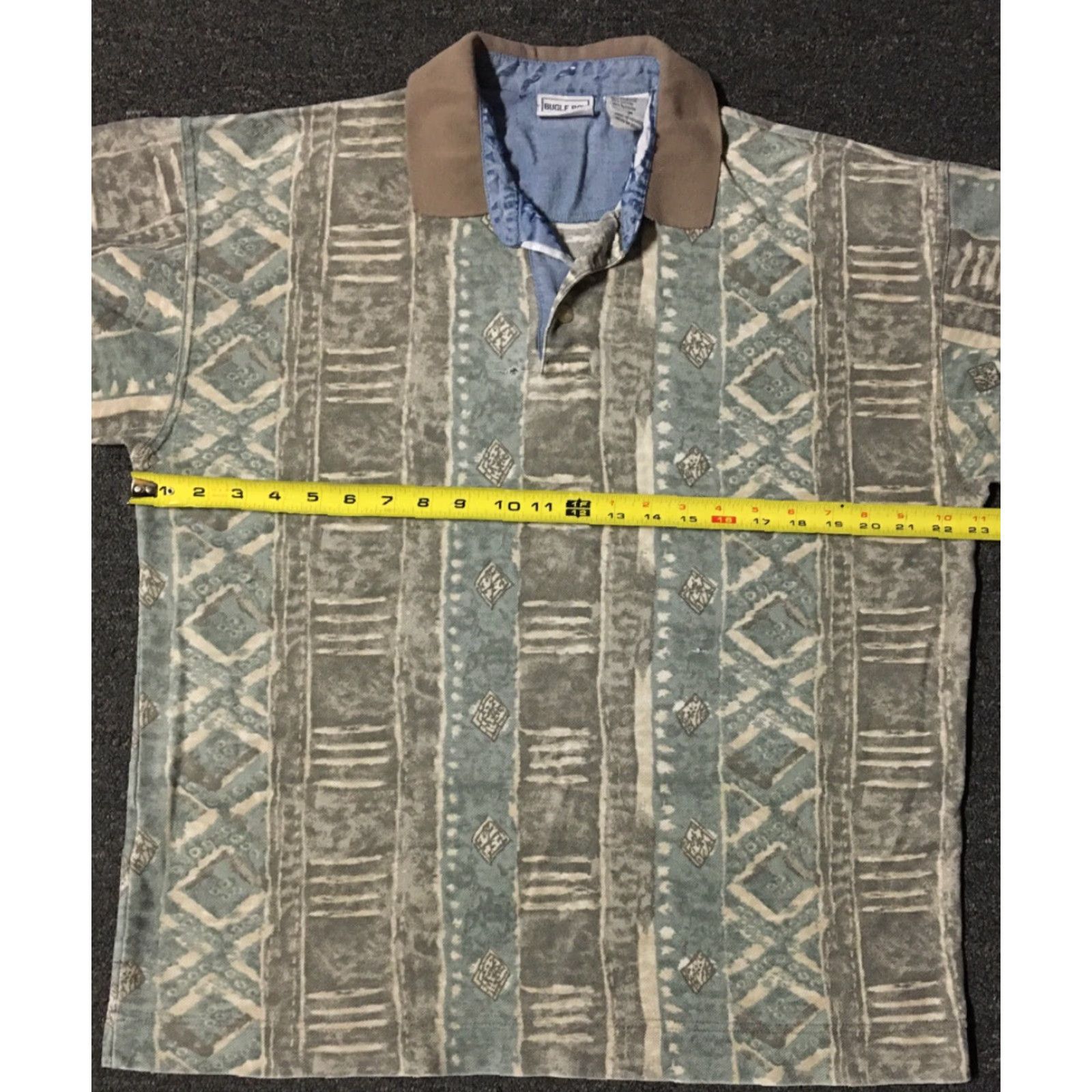 Bugle Boy VINTAGE Bugle Boy Polo Shirt M Green 90s Grunge Vaporwave Surf Skate Tribal USA Mens Short Sleeve 90s Size US M / EU 48-50 / 2 - 6 Thumbnail