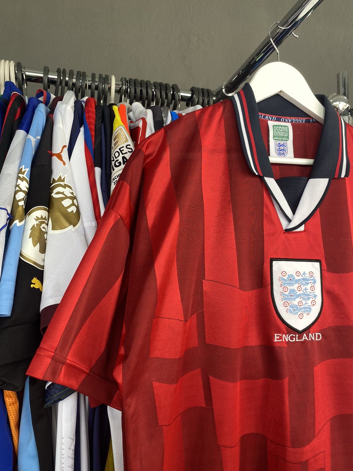 Vintage 1997/99 SCORE DRAW ENGLAND AWAY SOCCER FOOTBALL JERSEY SHIRT Size US L / EU 52-54 / 3 - 3 Thumbnail
