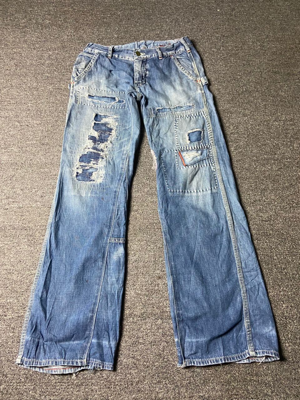 Japanese Brand DNM Riders Sanforized Distressed Ripped Jeans (155) Size US 27 - 1 Thumbnail