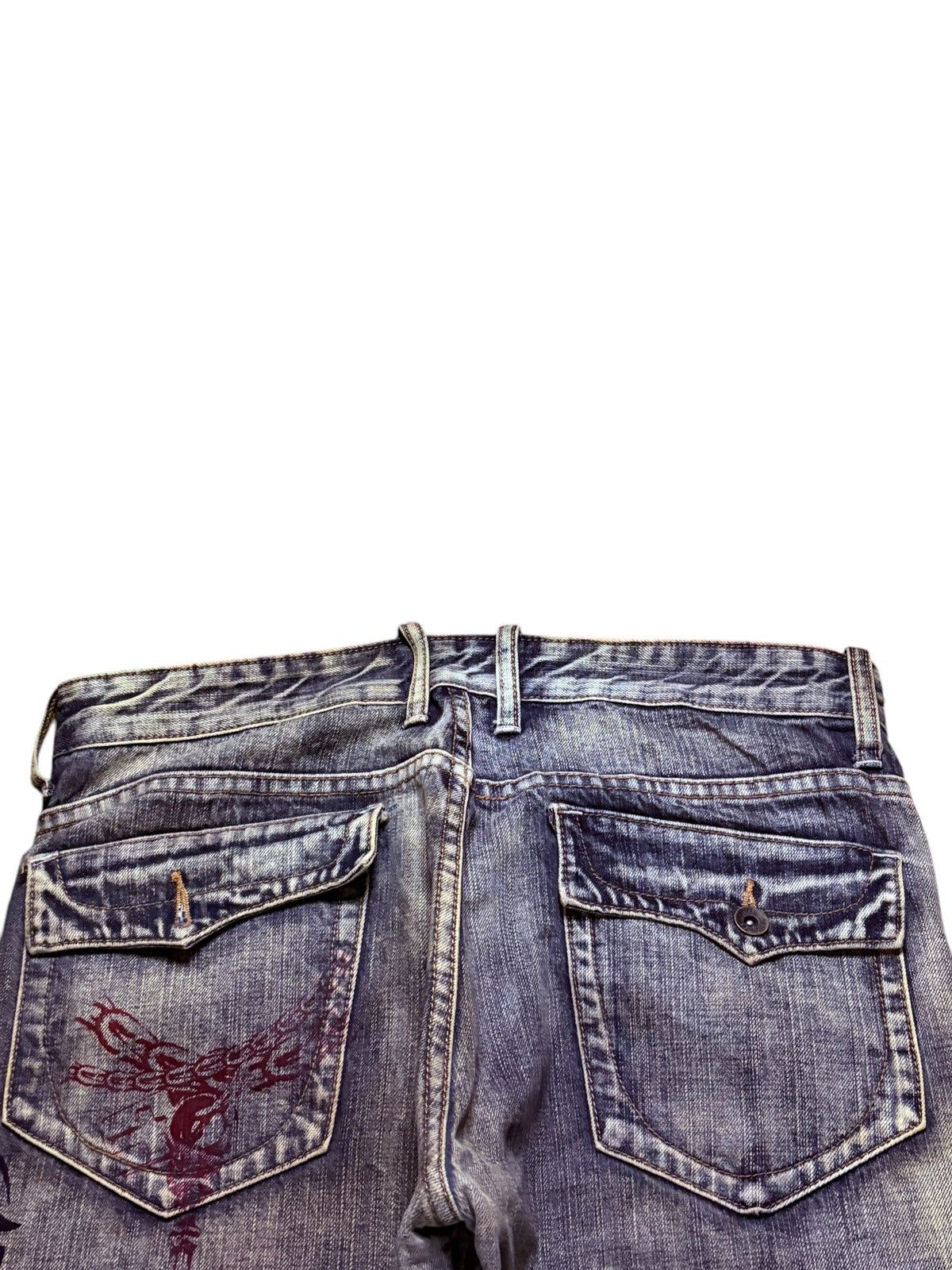 If Six Was Nine × Japanese Brand × semanticdesign Vintage Semantic Design Mud Wash Dragon Distress Flare Jeans Size US 33 - 10 Thumbnail