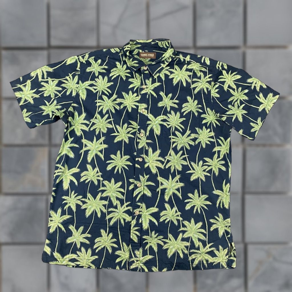Vintage Cooke Street Shirt Mens Large Navy Blue Green Palm Tree Aloha Button-Up Size US L / EU 52-54 / 3 - 1 Thumbnail