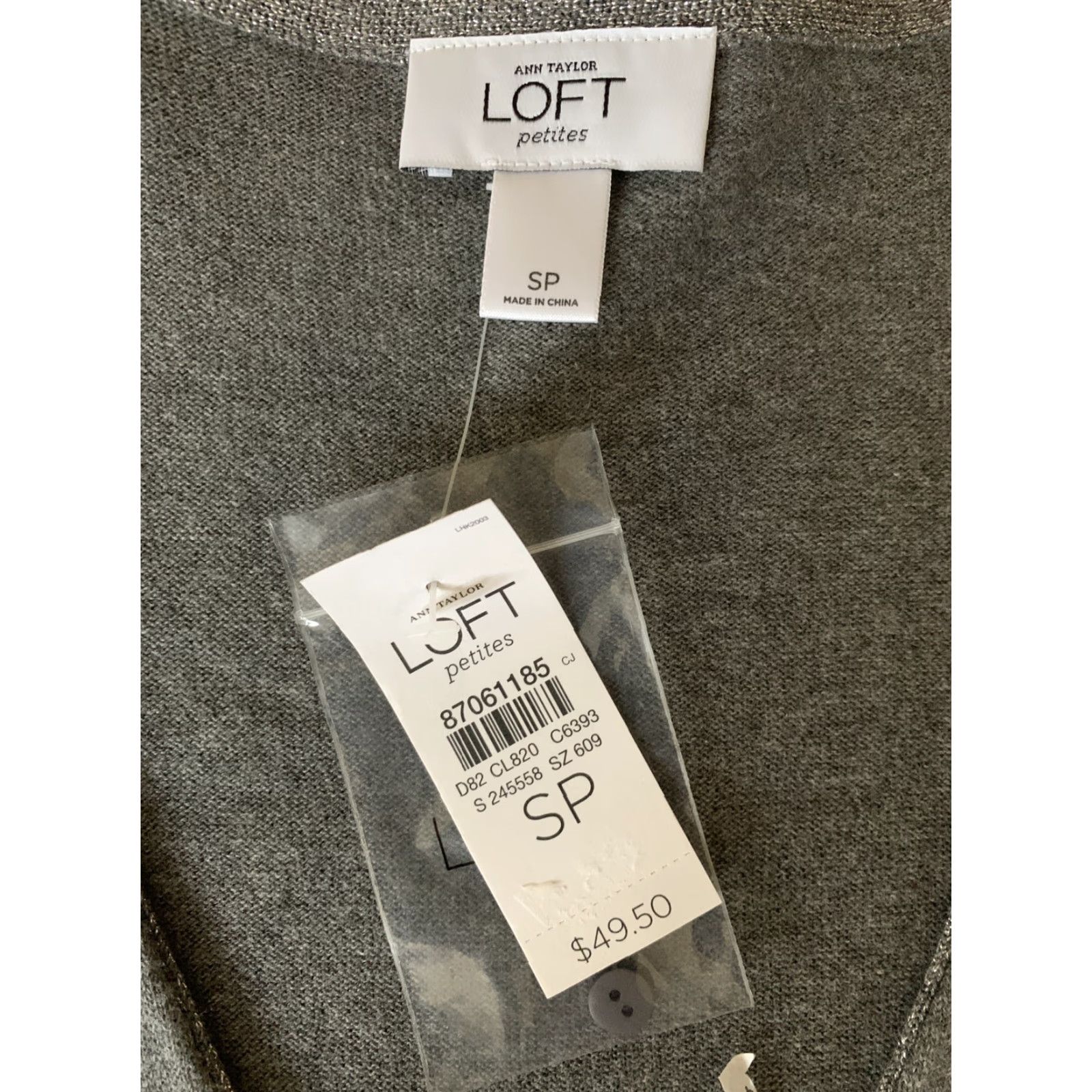 Ann Taylor Loft Women's Petite Medium Lightweight Gray V-Neck