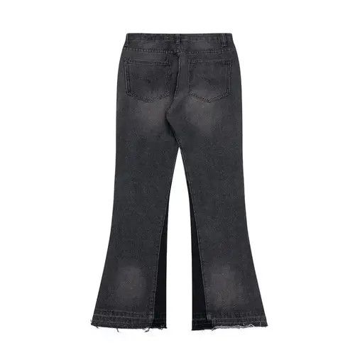 VIBE Baggy Y2k patchwork side rivets flared jeans trousers Size US 32 / EU 48 - 2 Thumbnail