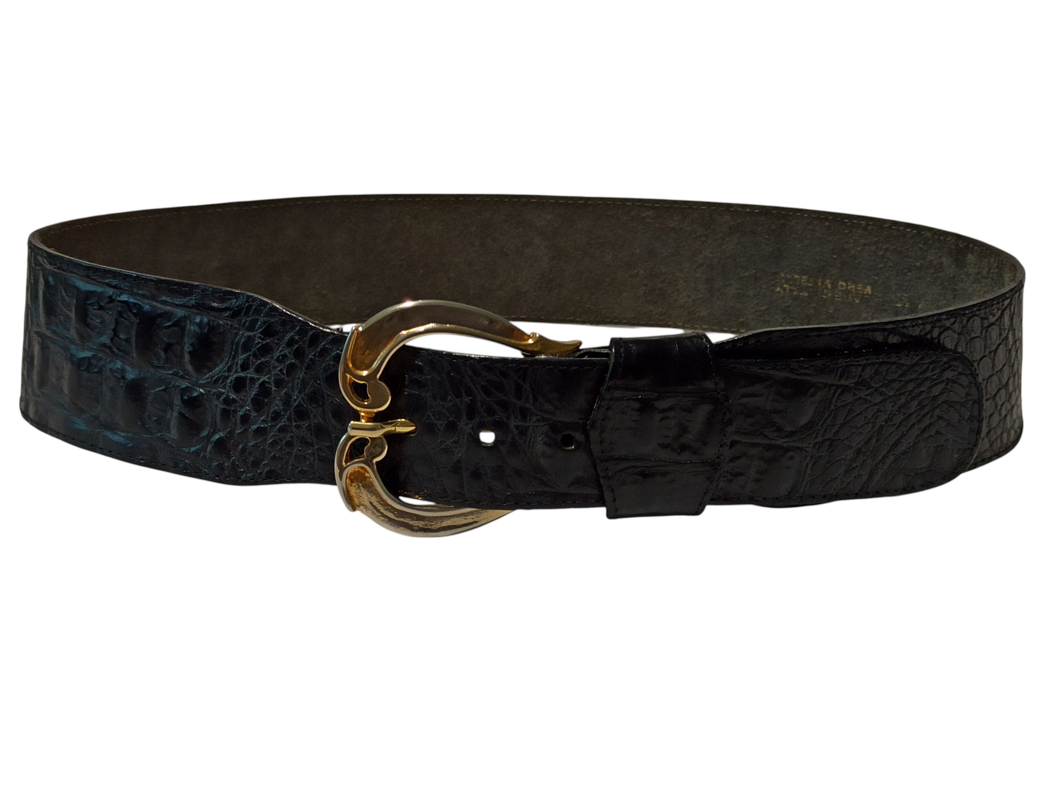 Vintage Vero Vitello Rare Croc-Embossed Leather Belt Size ONE SIZE - 1 Thumbnail