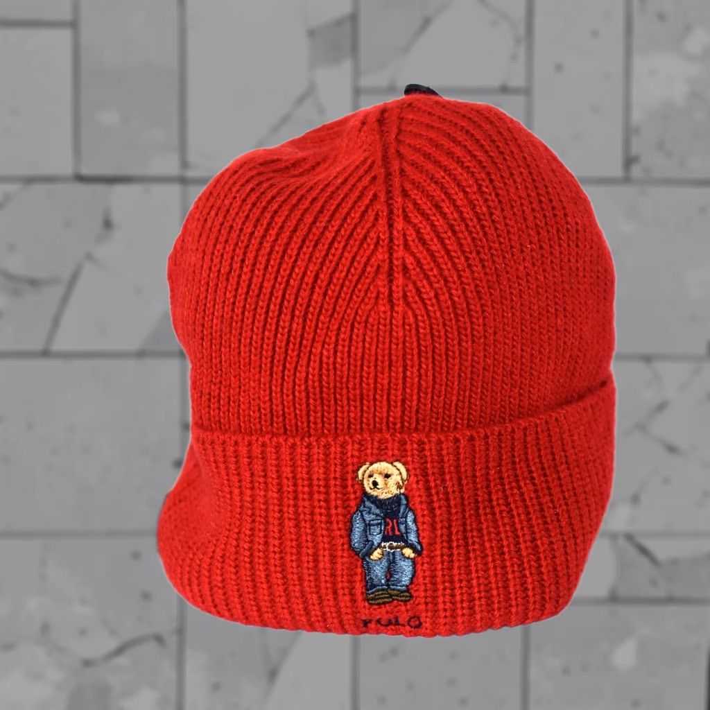 Polo Ralph Lauren Red Beanie Rib Knit Wool Blend Toboggan  display picture 2