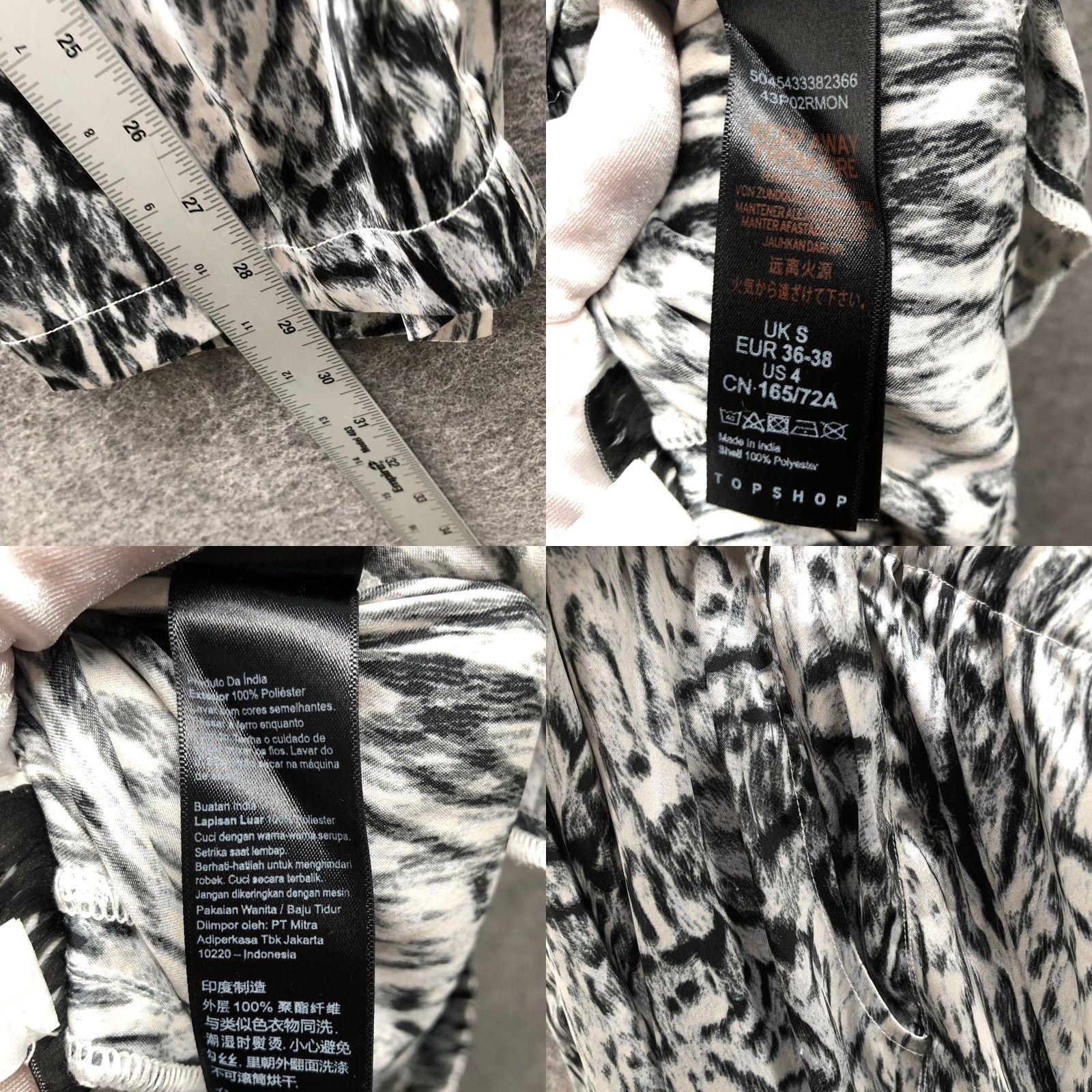 Topshop Topshop Satin Lounge Pants Womens S 4-6 Multicolor Animal Print Pull On Lightweight Pajama Pants Size 28" / US 6 / IT 42 - 8 Thumbnail