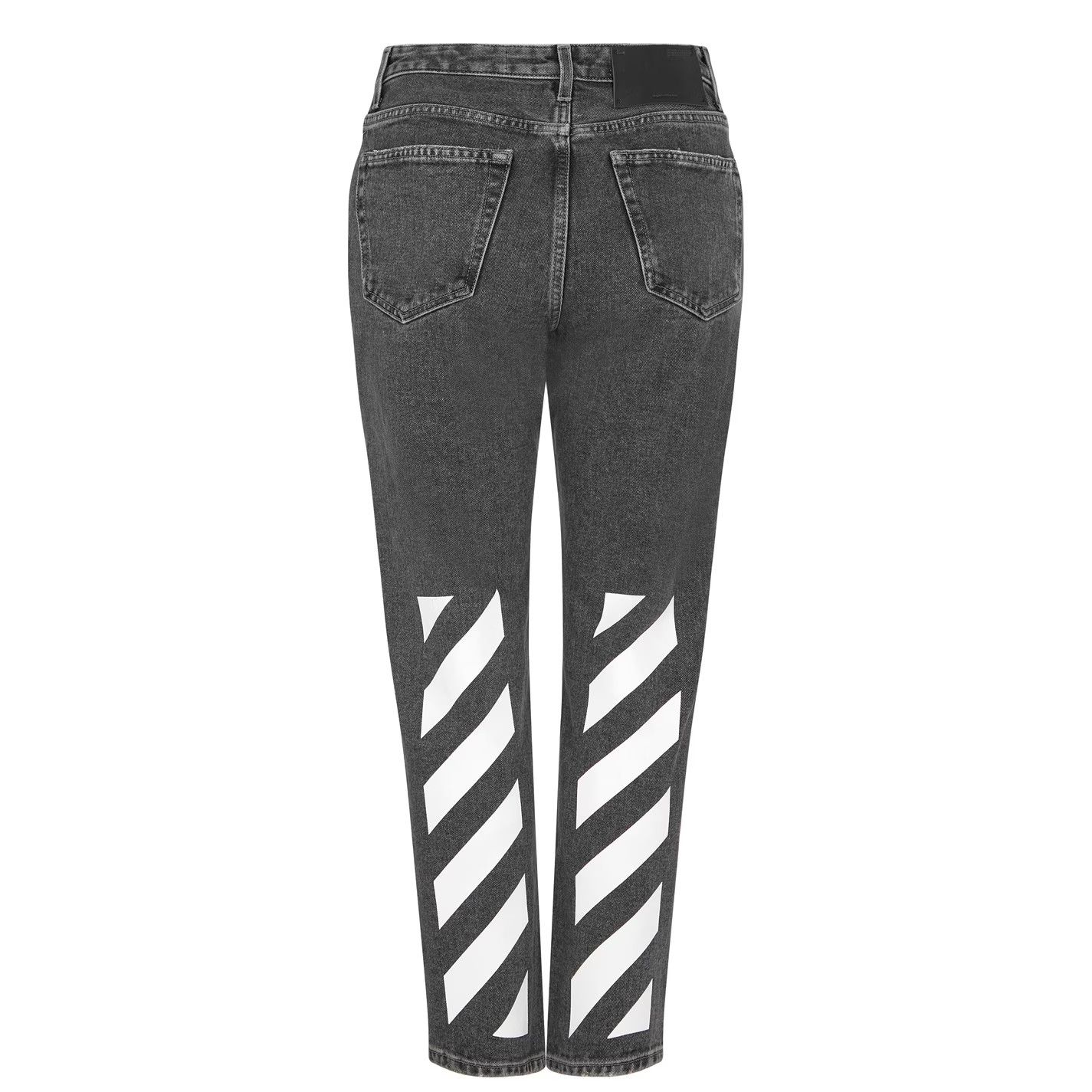 Off-White o1g2r1mq0125 Diagonal Stripe Jeans in Grey & White Size 27" / US 4 / IT 40 - 2 Thumbnail