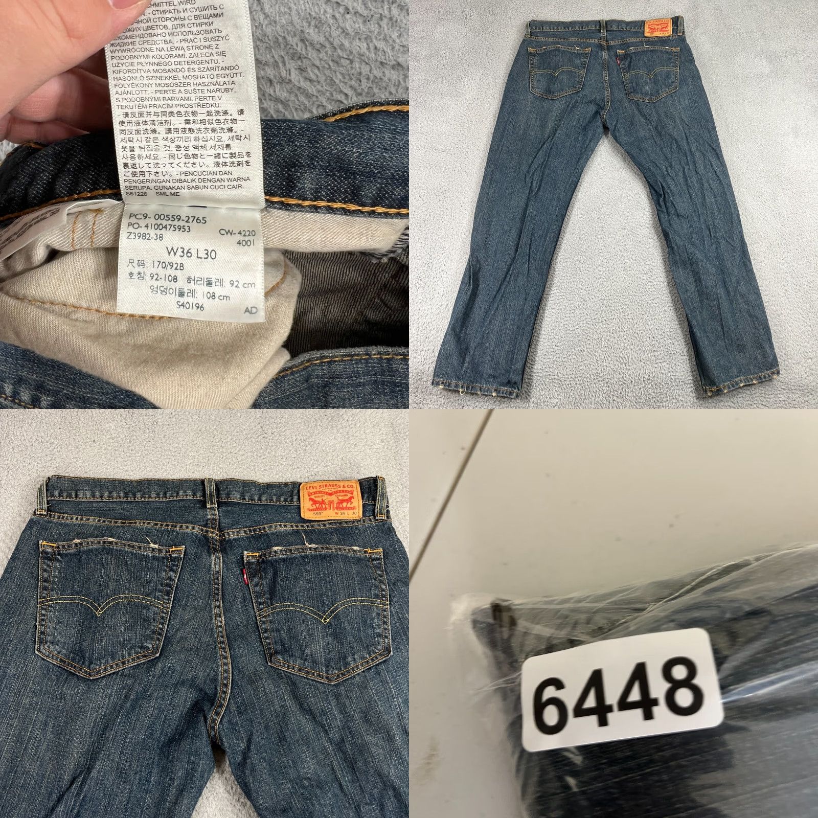 Levi's Levi's 559 Jeans Mens 36x30 Relaxed Fit Straight Dark Wash Blue Denim Grunge Size US 36 / EU 52 - 8 Thumbnail