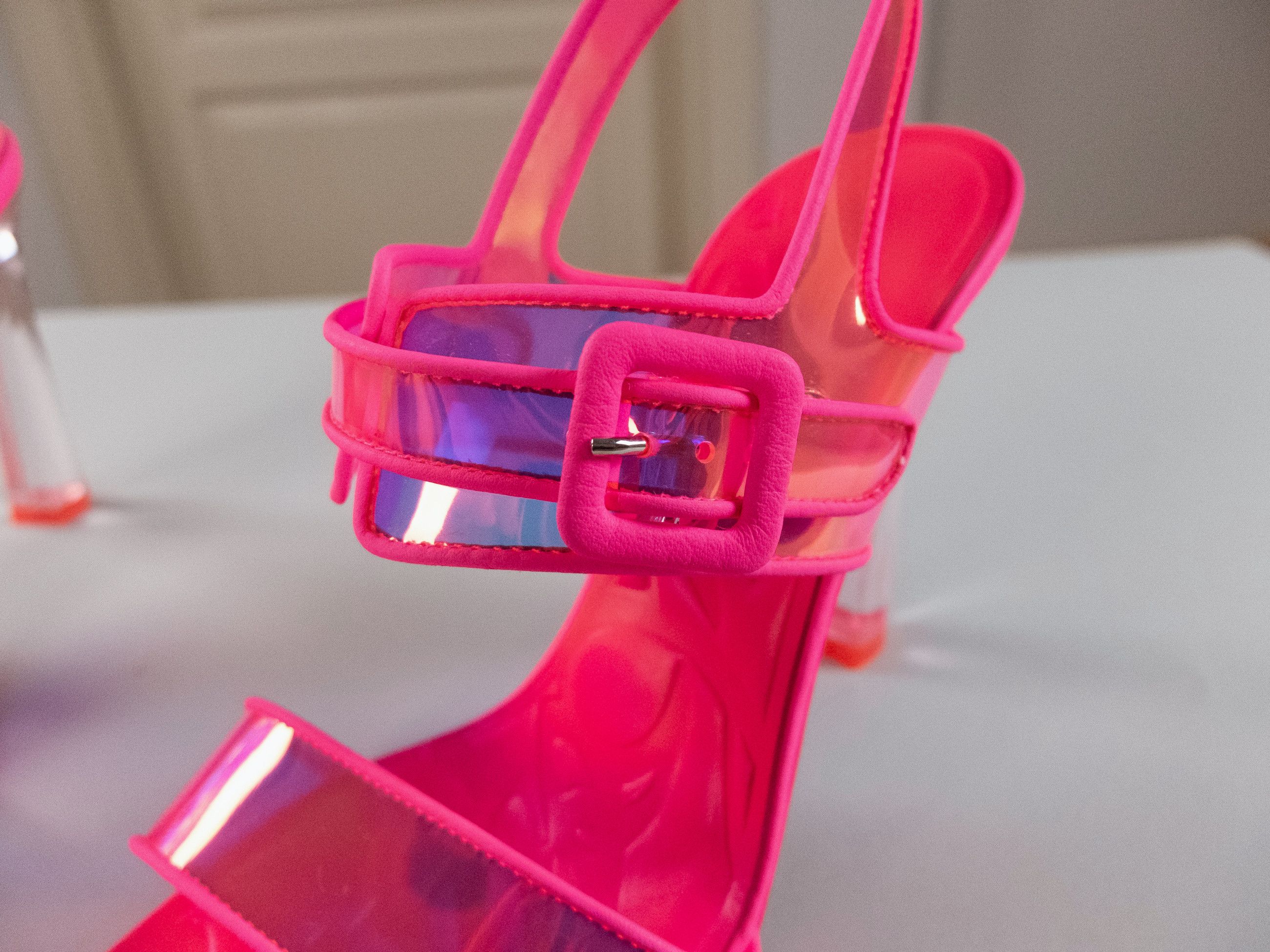 Christian Louboutin CHRISTIAN LOUBOUTIN Duniss 100 pink PVC leather trim sandals Size US 9.5 / IT 39.5 - 6 Thumbnail