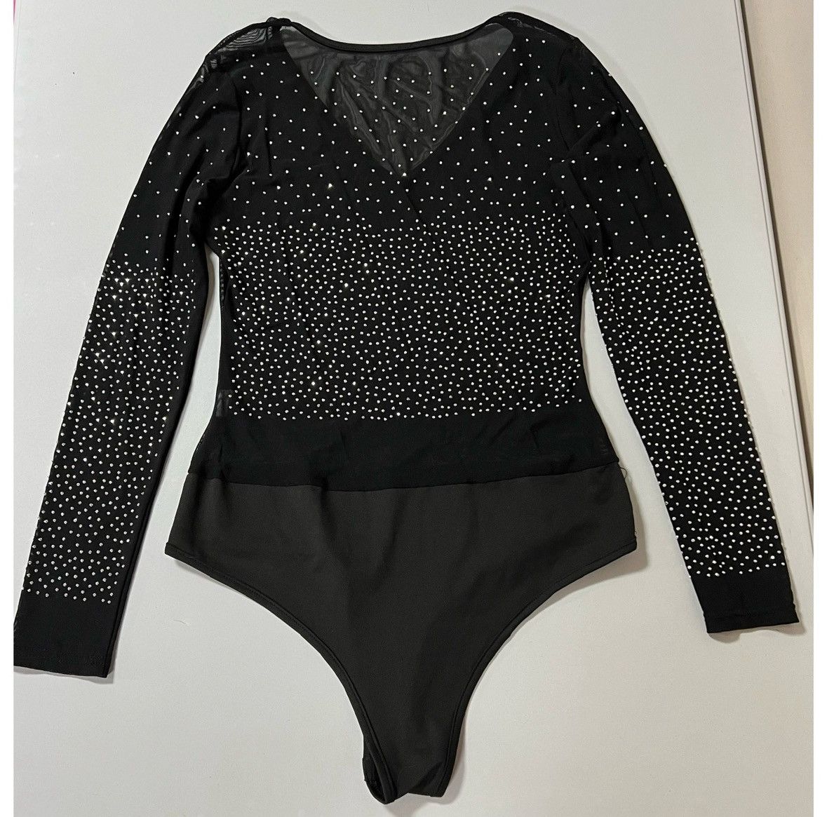 Vintage Black Diamond V-Neck Long Sleeve Shirt Top Bodysuit Size M 💎 Size M / US 6-8 / IT 42-44 - 4 Thumbnail
