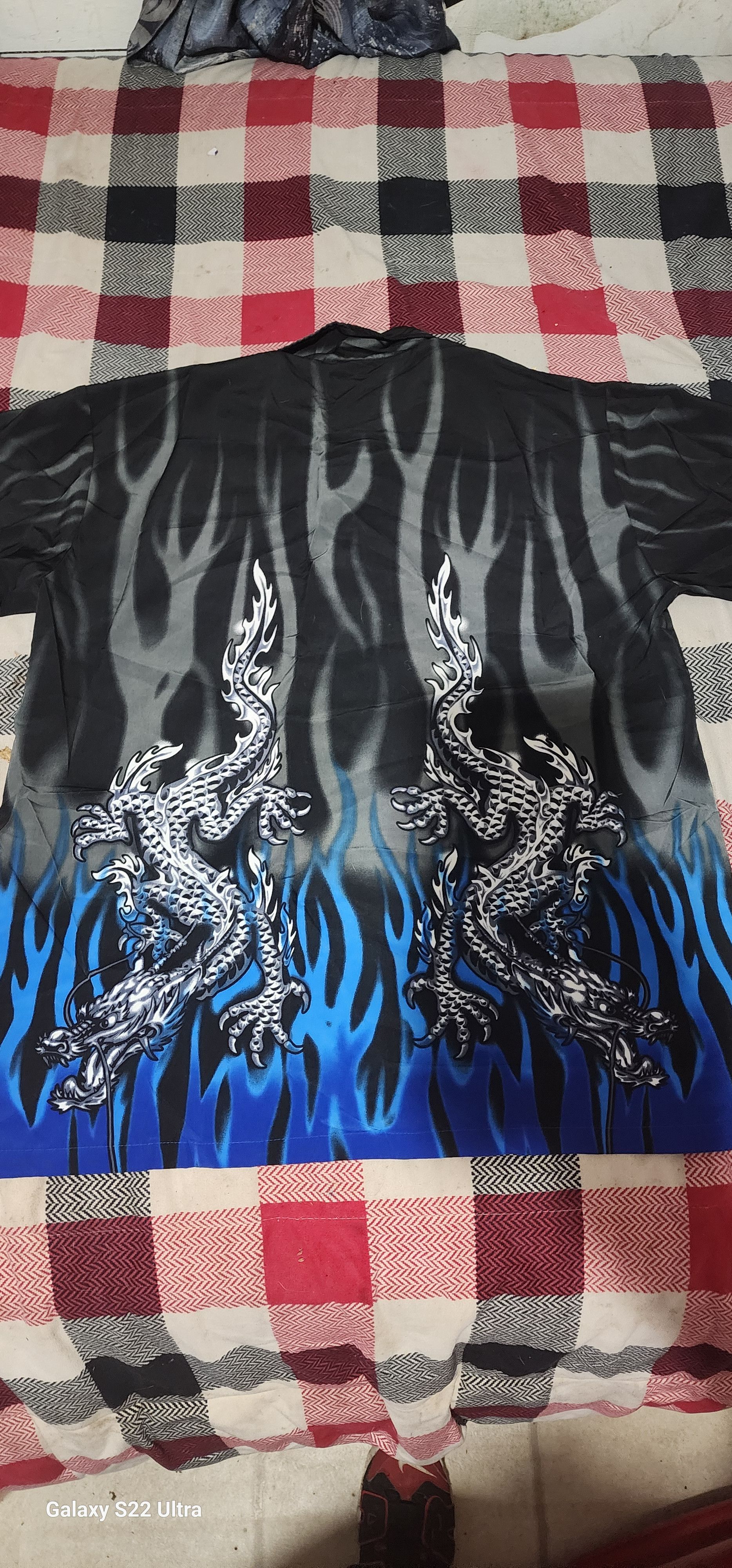 Other Black Satin Odo Shirt with Blue Dragon Print Size US M / EU 48-50 / 2 - 3 Thumbnail
