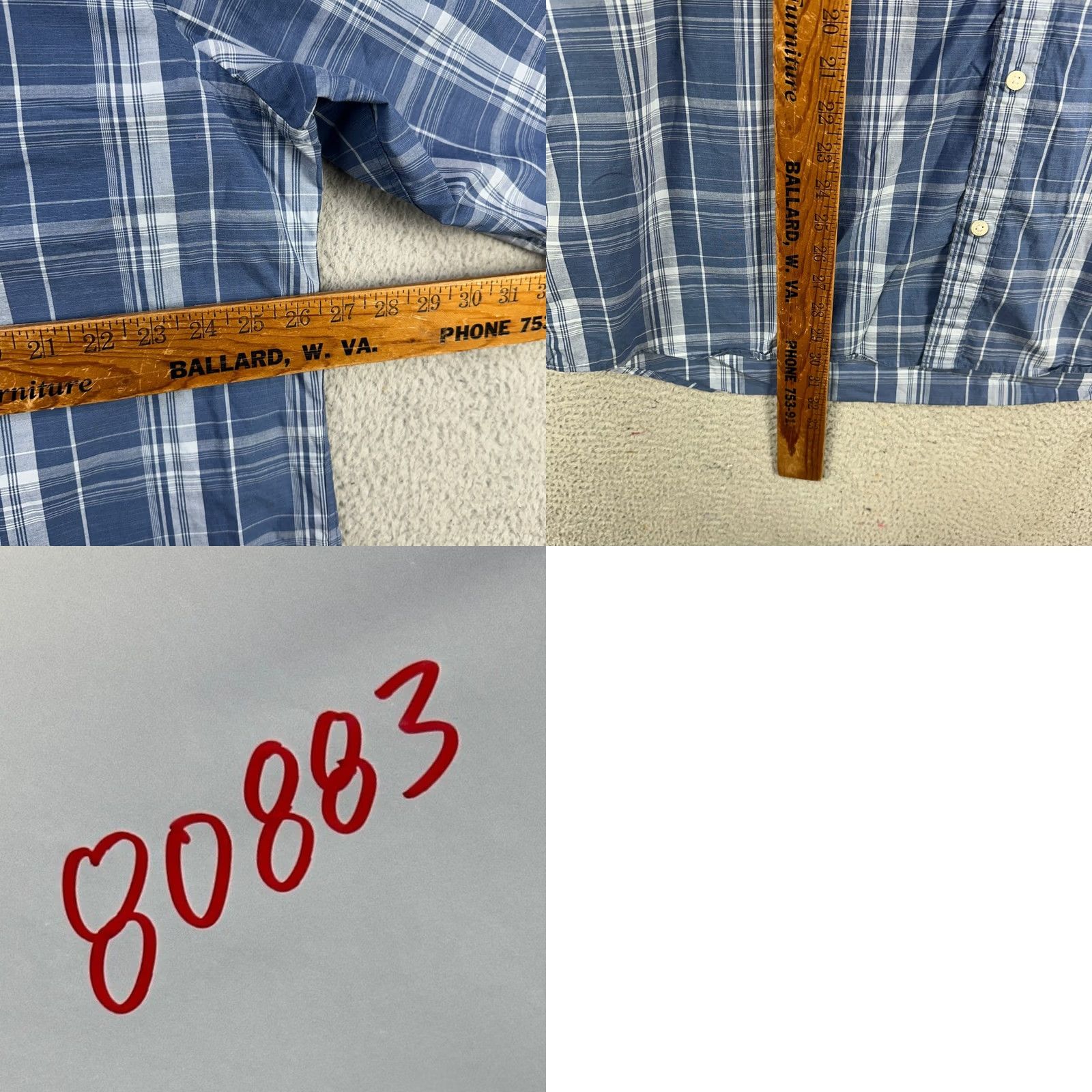 Charles Tyrwhitt Charles Tyrwhitt Shirt Button Down Mens 2XL Blue White Plaid Pocket Classic Fit Size US XXL / EU 58 / 5 - 8 Thumbnail