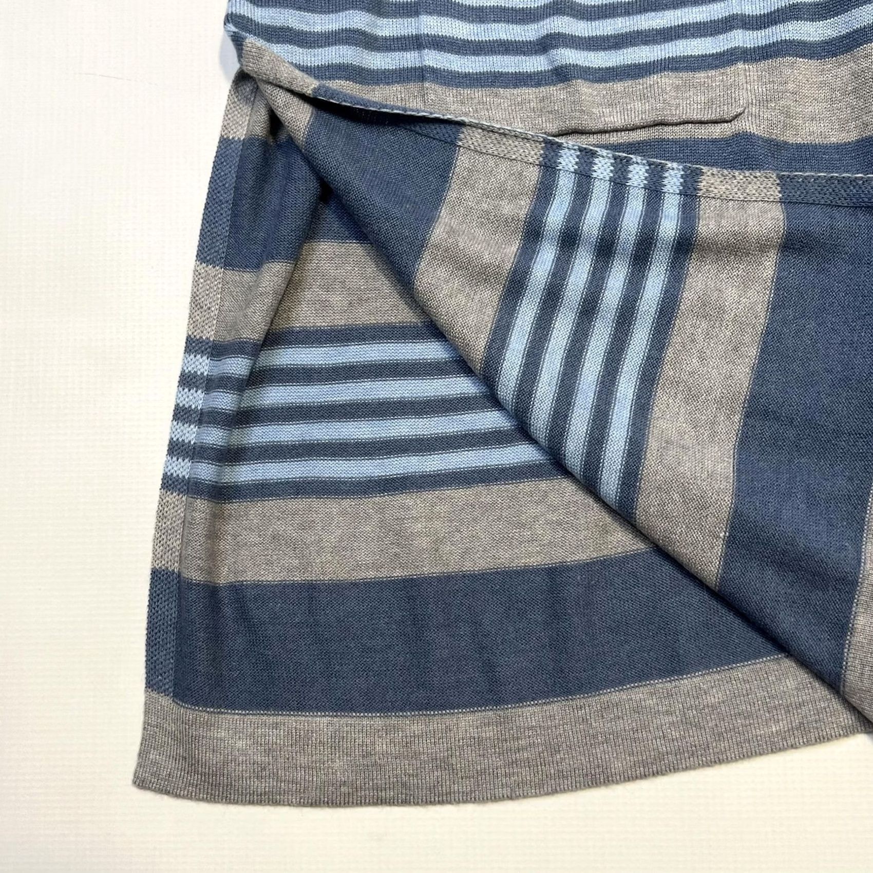 Vintage Laurie Felt Cardigan Womens M Blue Gray Striped Long Lightweight Pockets Size M / US 6-8 / IT 42-44 - 5 Thumbnail