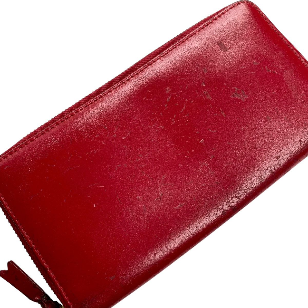 Comme des Garcons Comme des Garcons Leather Red Distressed Zip Wallet Size ONE SIZE - 3 Thumbnail