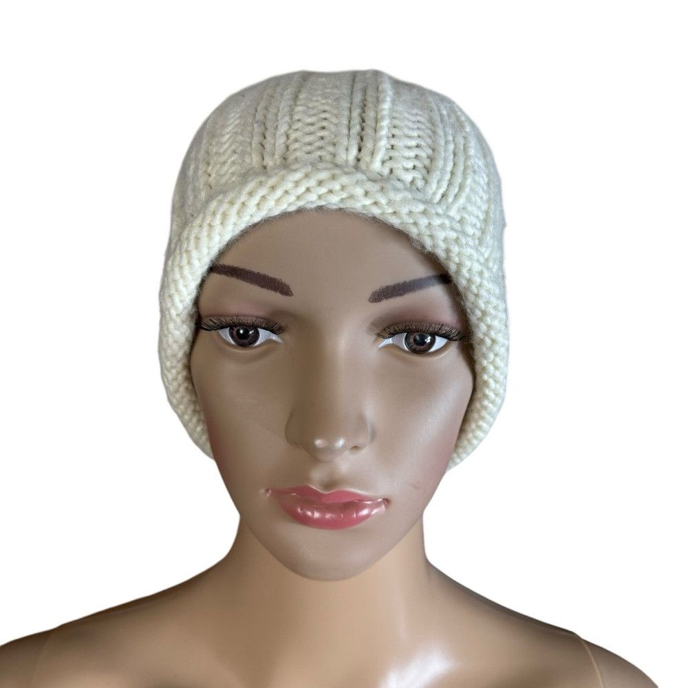Free People Free People Rory Ribbed Slouchy Ivory Beanie Hat Size ONE SIZE - 2 Thumbnail