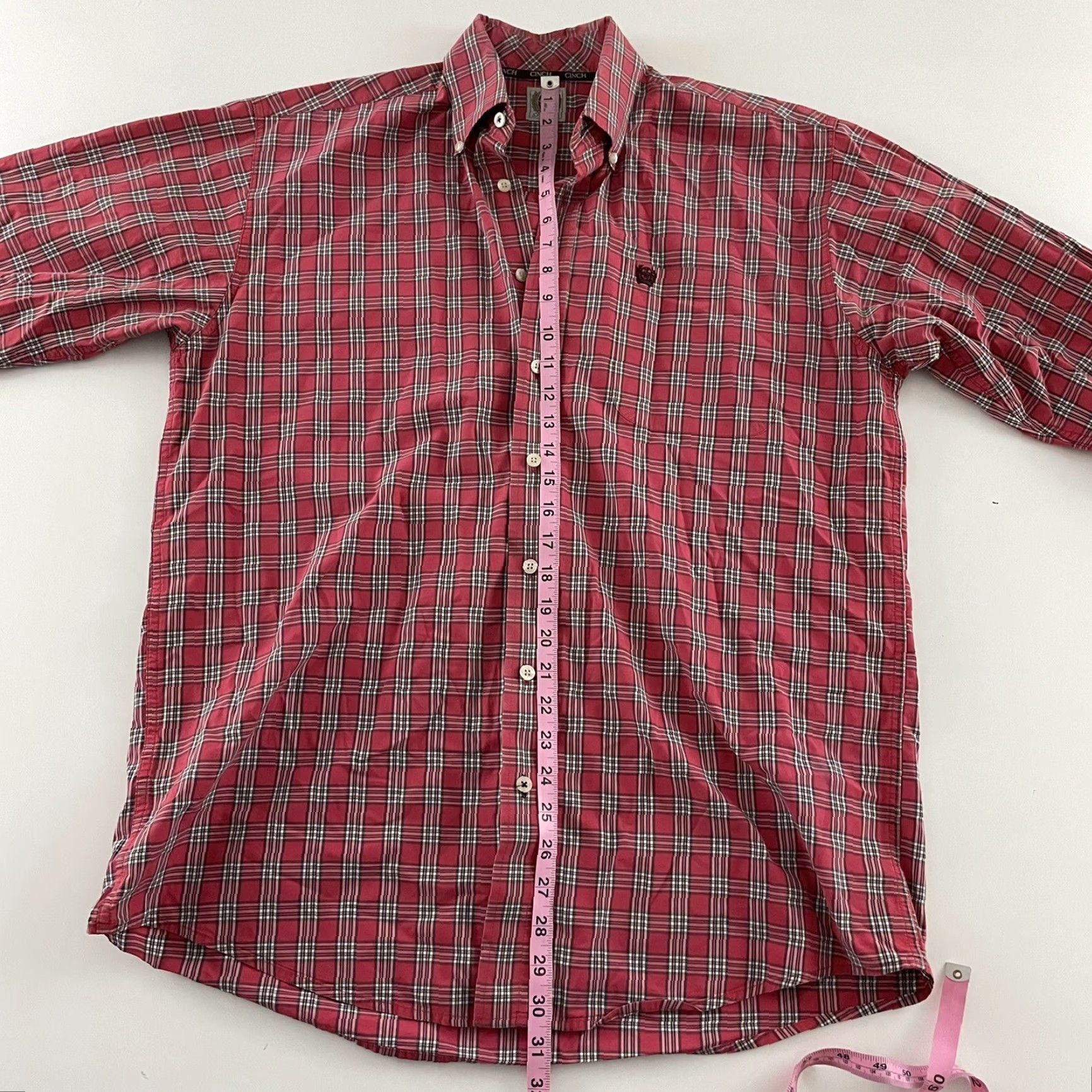 Pinko Cinch Plaid Button-Up Shirt Long Sleeve Mens M Pink White Multicolor Size US M / EU 48-50 / 2 - 6 Thumbnail