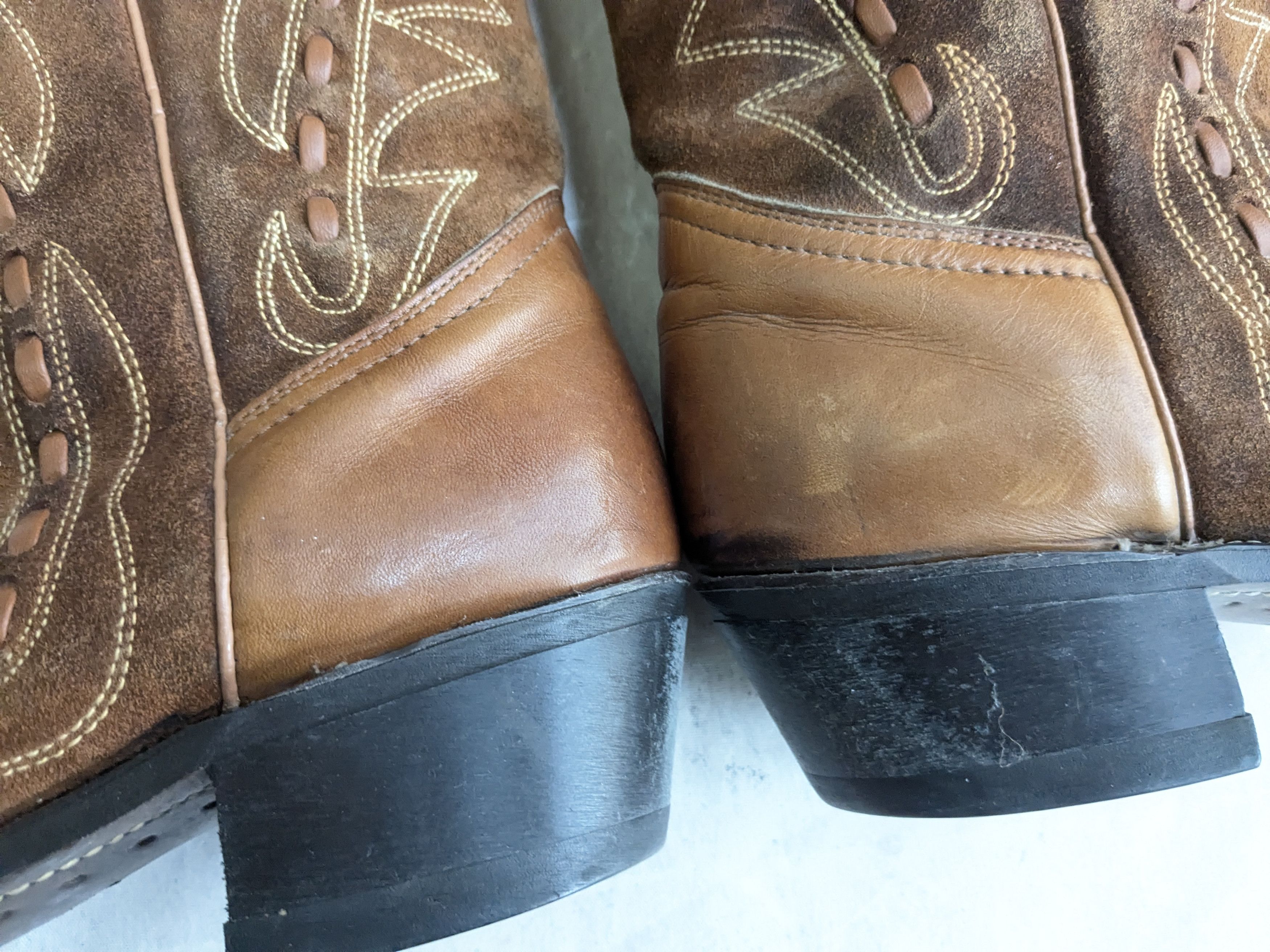 Genuine Leather Vintage Cowboy Boots Brown Leather Suede 9.5 USA Size US 9.5 / EU 42-43 - 6 Thumbnail