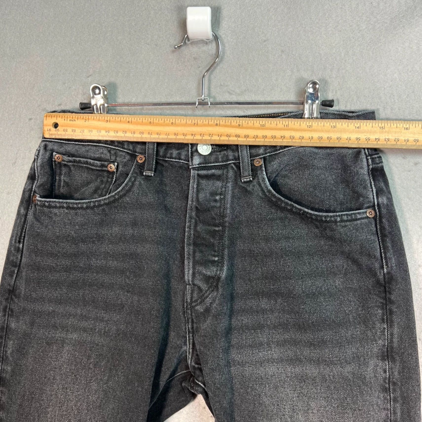 RE/DONE VINTAGE? No, Re/Done Mens 29 Straight Jeans Black Cotton Denim 5-Pocket Regular Inseam 26" Mid Rise Mens Size 29 Black Denim Jeans Size US 29 - 5 Thumbnail