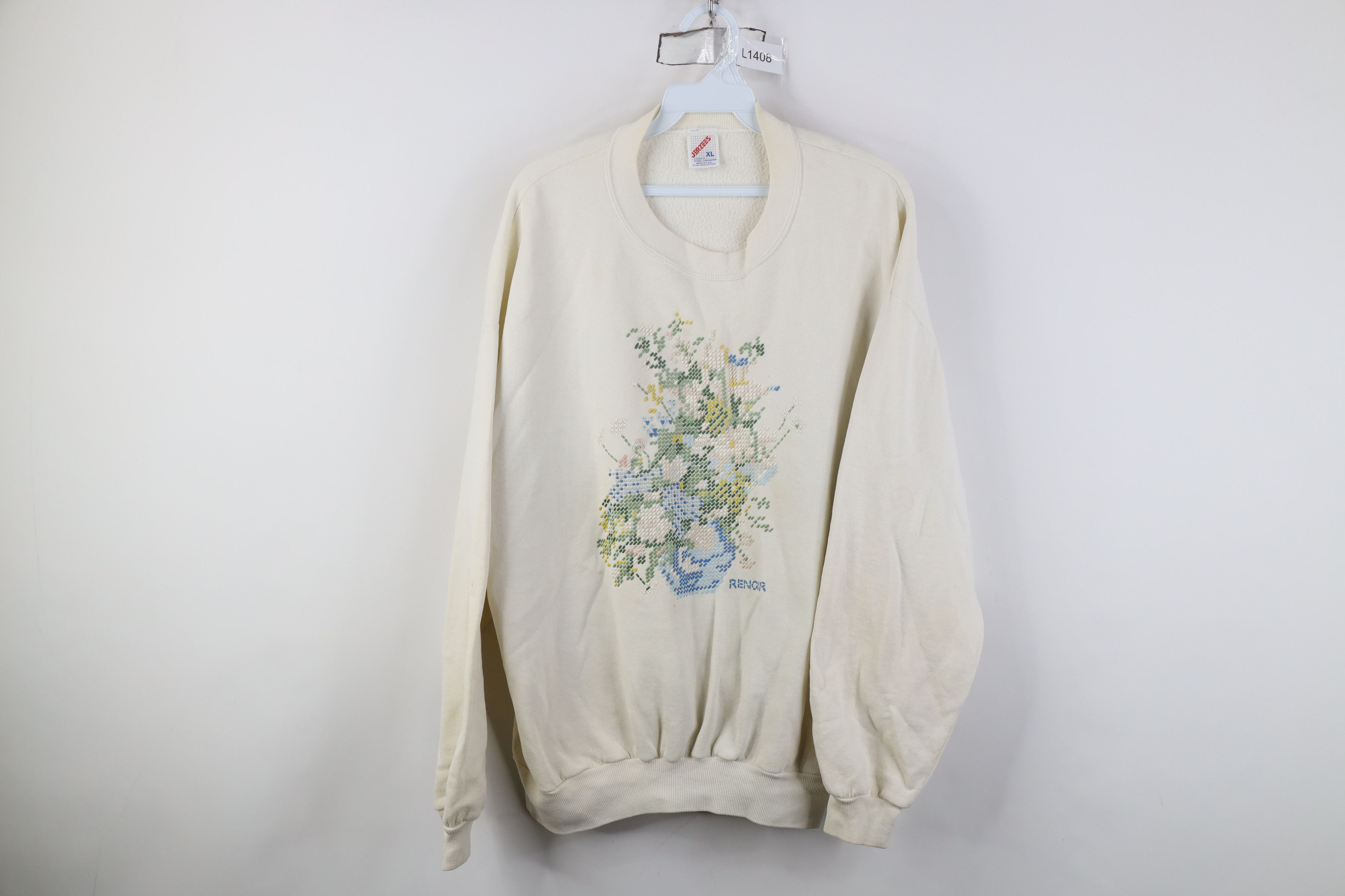 Vintage Vintage 90s Streetwear Paint Renoir Flower Sweatshirt USA Size XL / US 12-14 / IT 48-50 - 1 Thumbnail