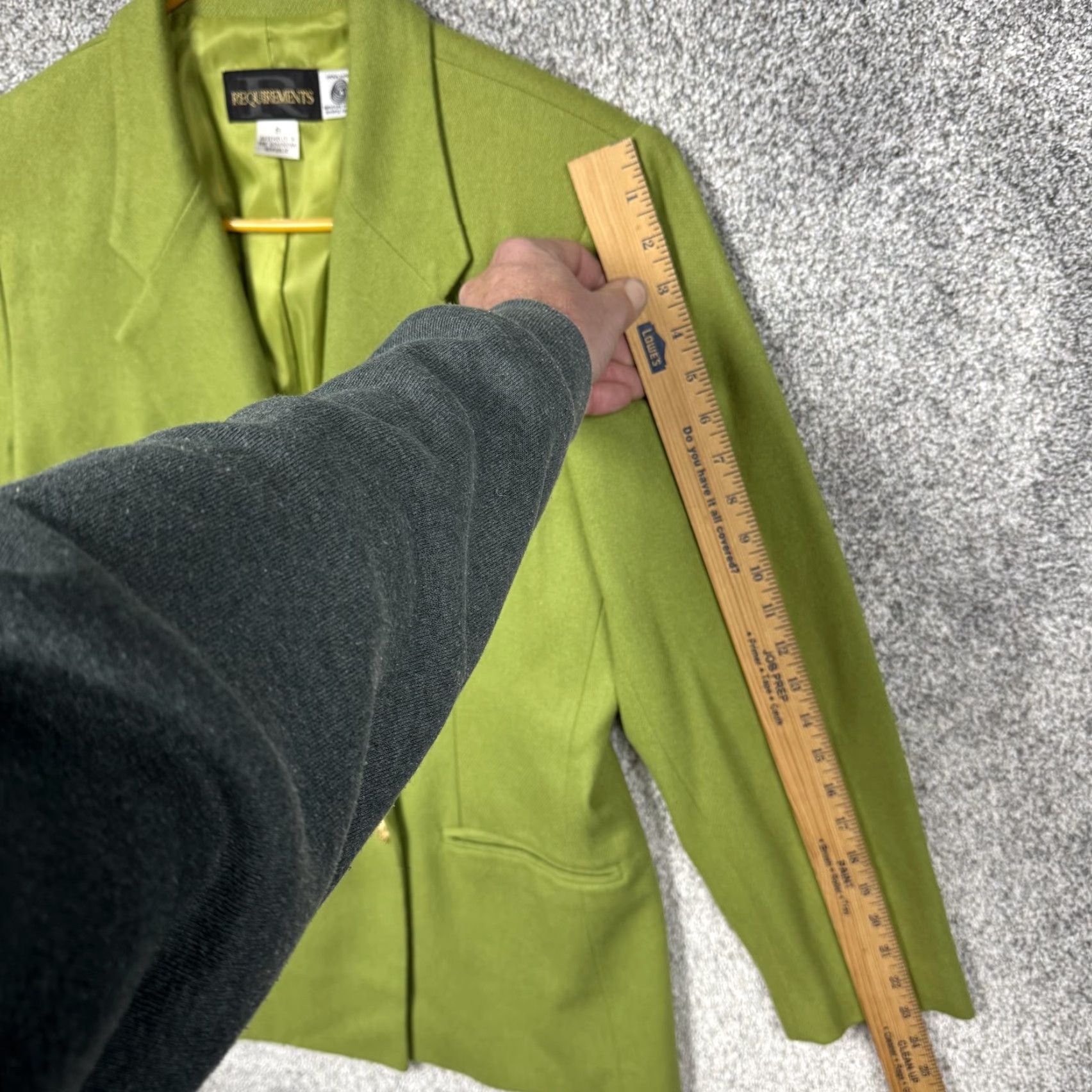 Doublet VINTAGE Requirements Blazer Womens 8 Lime Green Wool Double Breasted Notch Lapel Long Sleeve Tailored Bodice Size M / US 6-8 / IT 42-44 - 3 Thumbnail