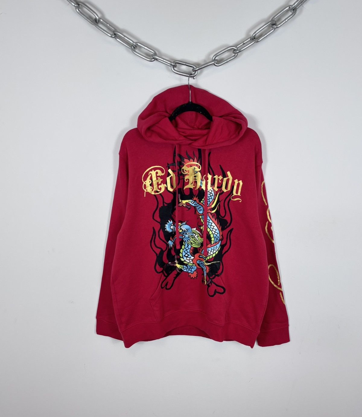 Ed Hardy Ed Hardy NWT Chinese Dragon Tattoo Big Logo Red Hype Hoodie Size US XL / EU 56 / 4 - 1 Thumbnail