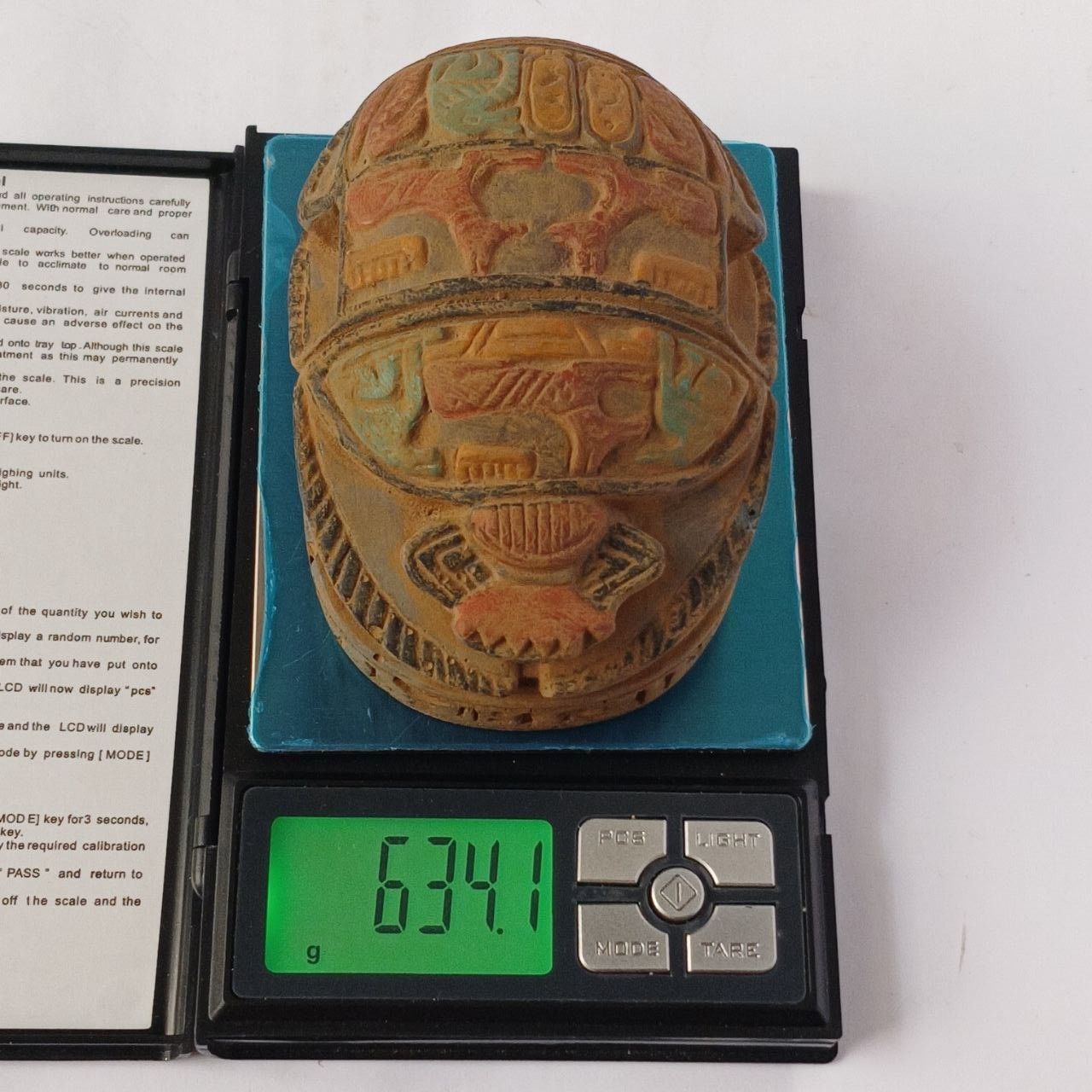 Handmade Large Egyptian Scarab with Hieroglyphs Hand Carved Style Size ONE SIZE - 6 Thumbnail