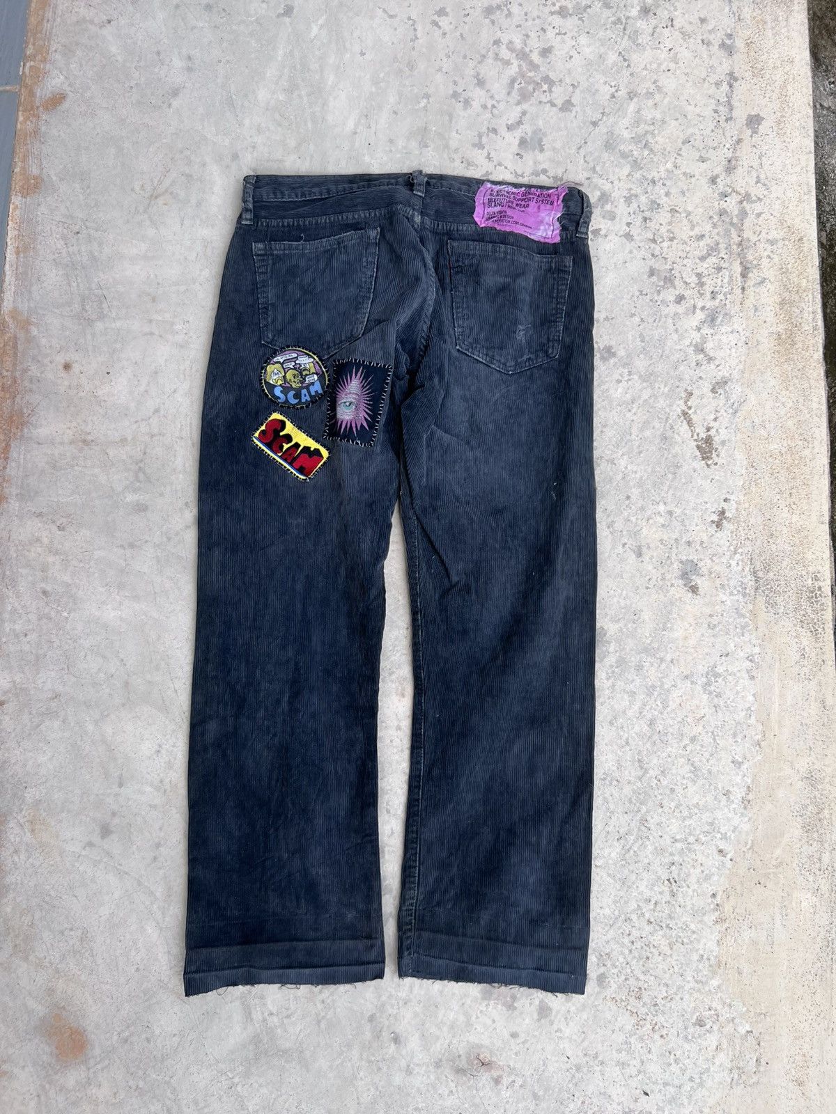 Japanese Brand DISTRESSED RNA Grunge Punk Patchwork Anarchy Corduroy Pants Size US 31 - 4 Thumbnail