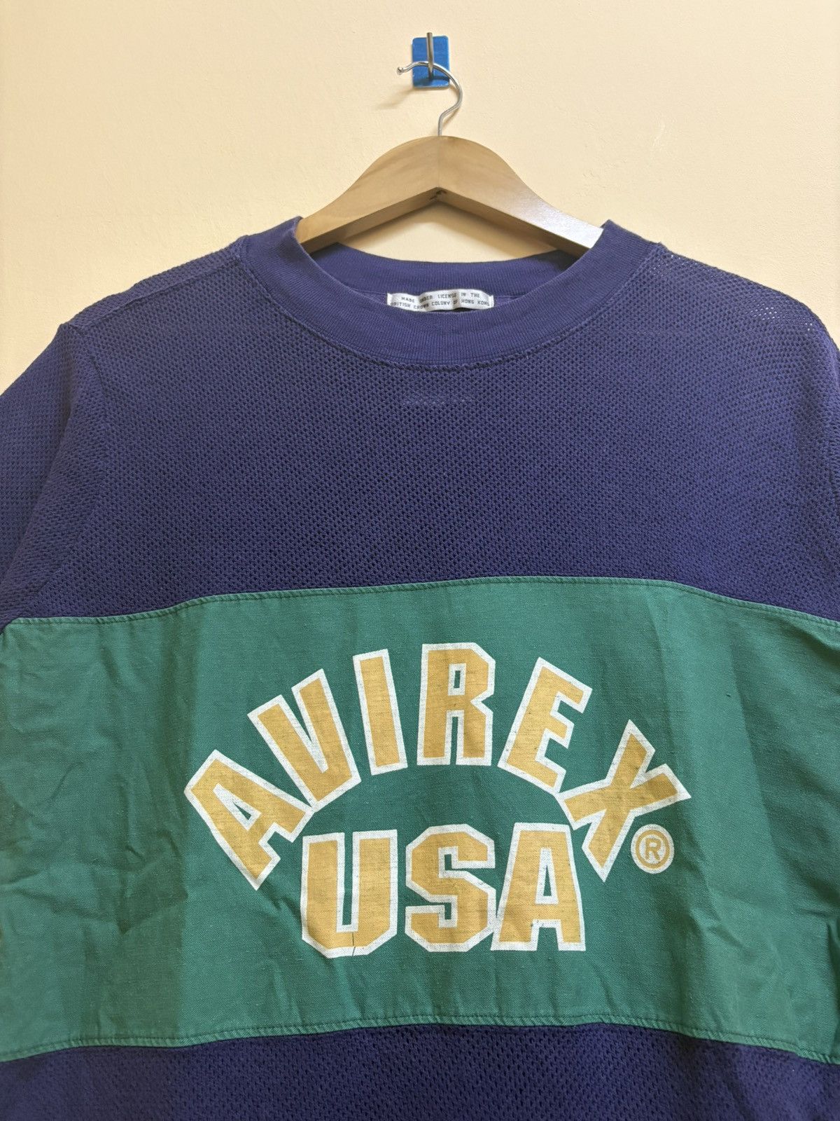 Avirex Vintage 90s Avirex USA American Collegiate Knit Mesh Tee Size US M / EU 48-50 / 2 - 2 Thumbnail