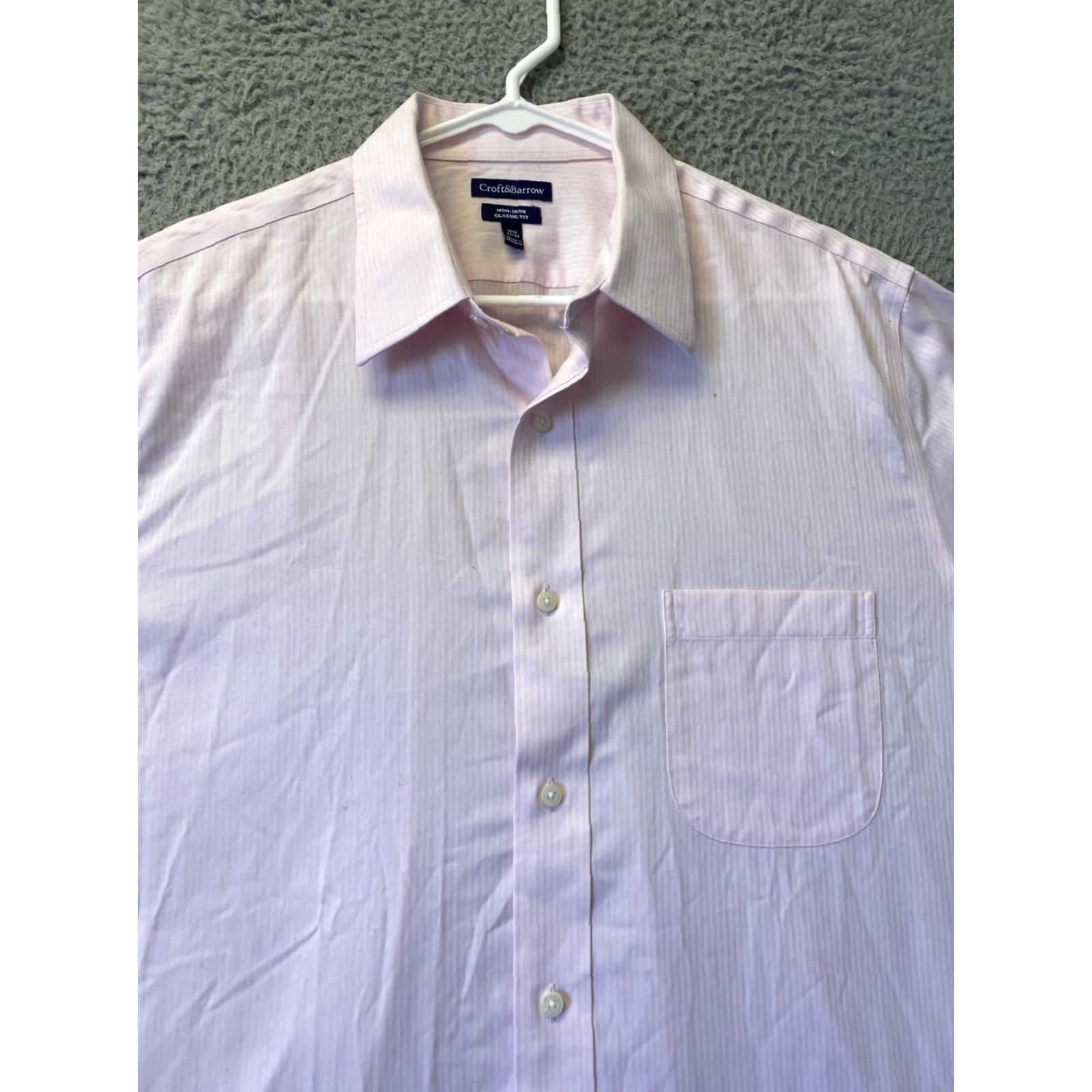 Croft & Barrow Croft & Barrow Dress Shirt Mens 16.5 Regular Long Sleeve Pink Button Up Business Casual Size US L / EU 52-54 / 3 - 3 Thumbnail
