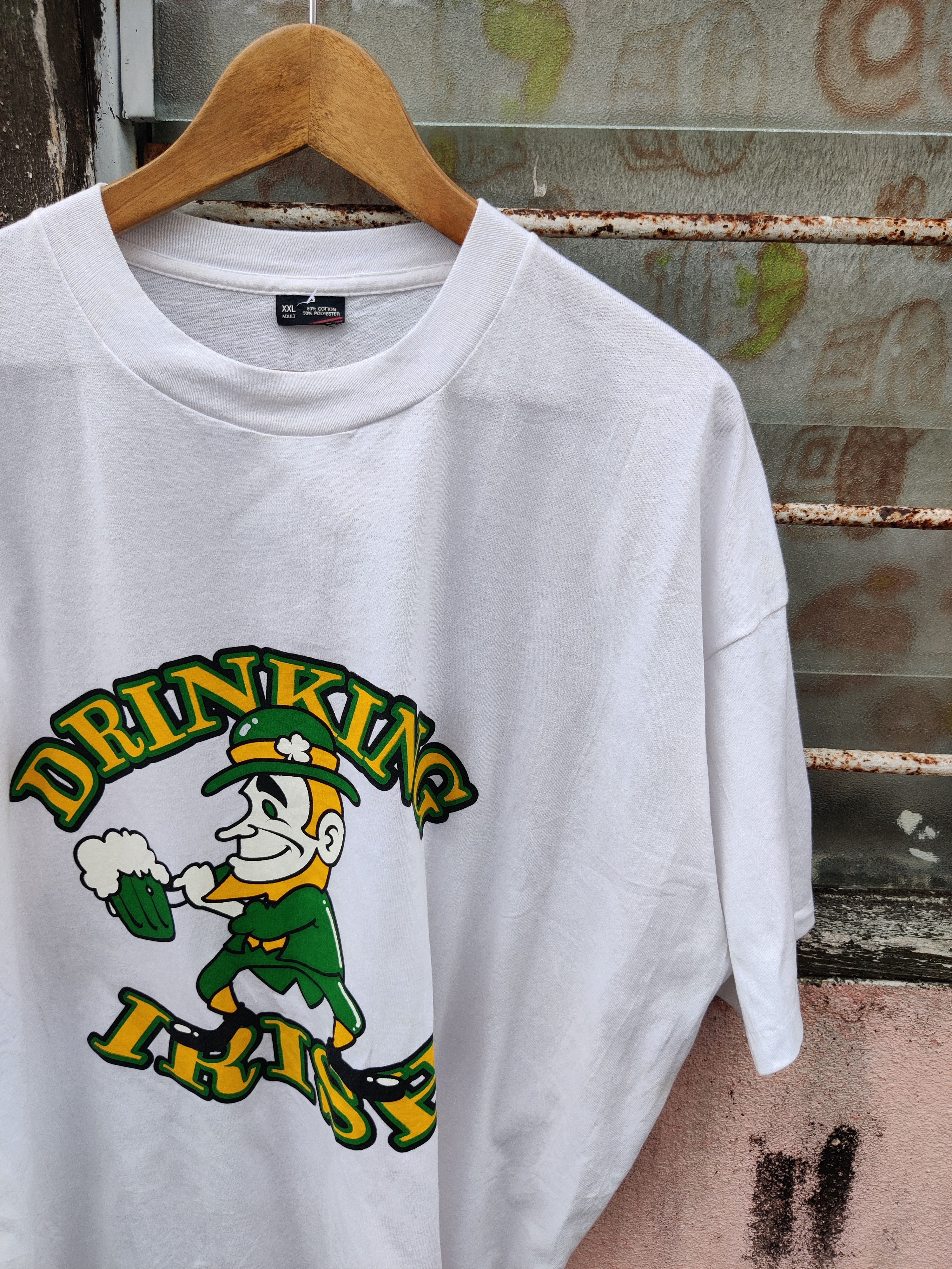 Vintage 🔥Best Offer🔥 Vintage 90's Drinking Irish Big Logo Shirt Size US XXL / EU 58 / 5 - 3 Thumbnail