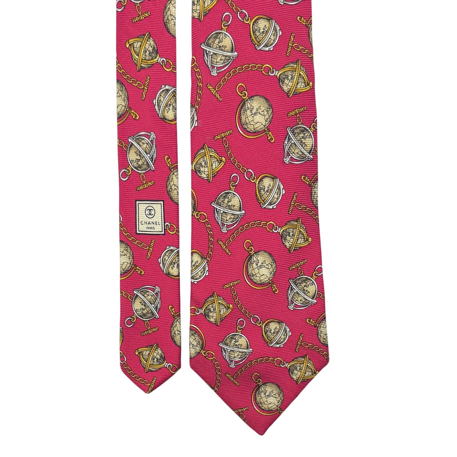 Chanel Globe Pattern Tie
