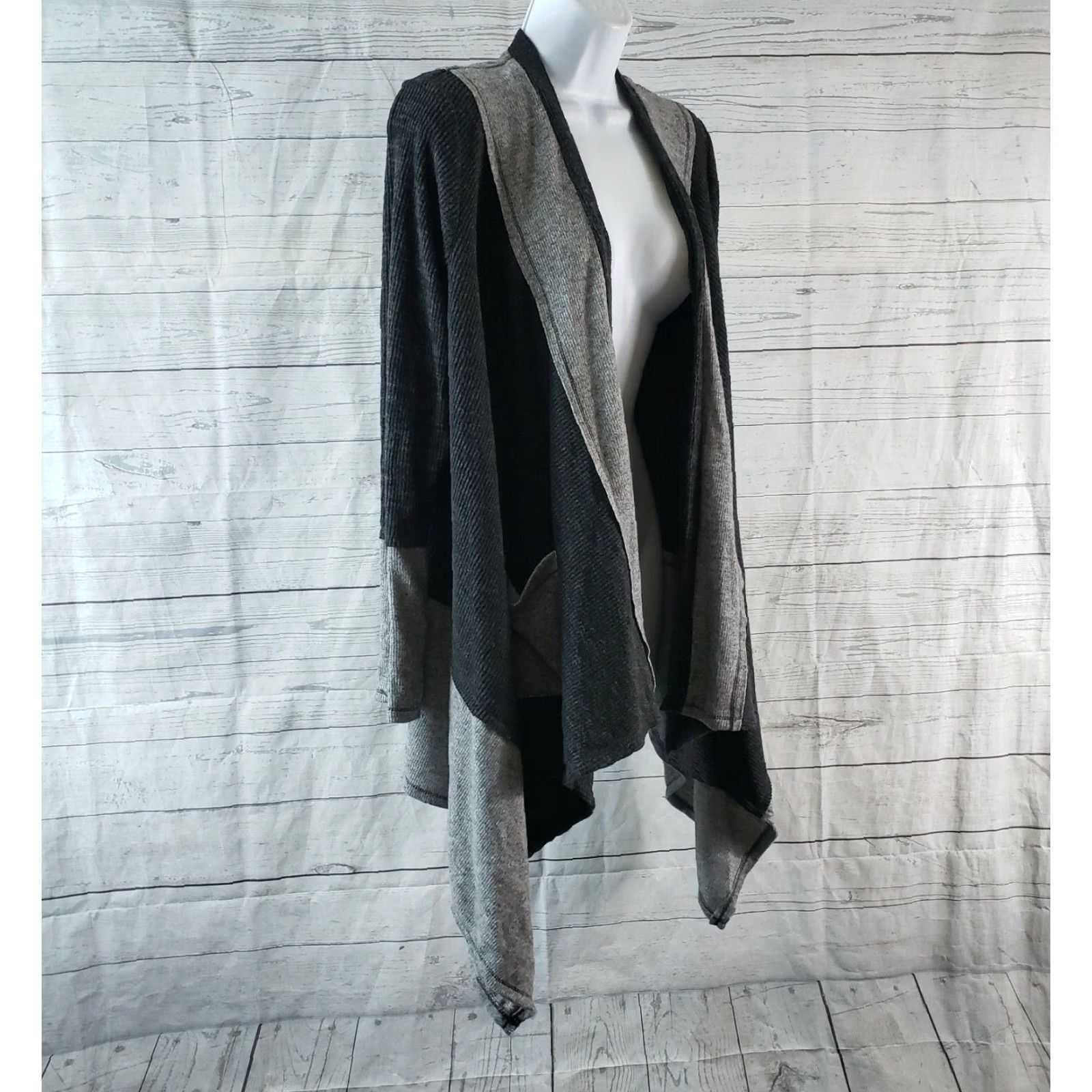 Vintage Knox Rose Cardigan Womens Sz Small Gray Open Front Long Sleeve Pockets Ribbed Size S / US 4 / IT 40 - 3 Thumbnail
