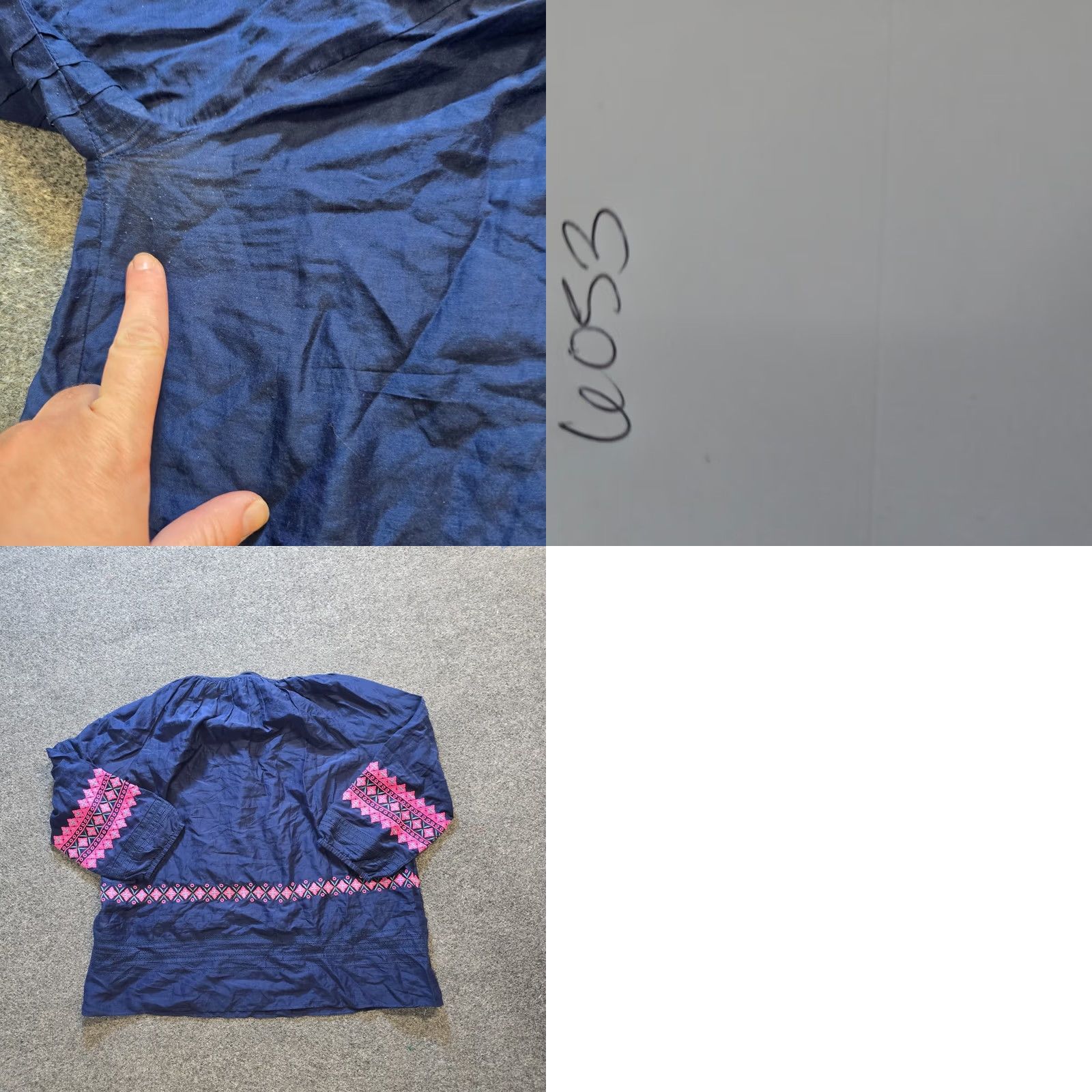 Vineyard Vines Vineyard Vines Top Womens L Blue Silk Blend Pink Embroidery Peasant Shirt Size L / US 10 / IT 46 - 8 Thumbnail