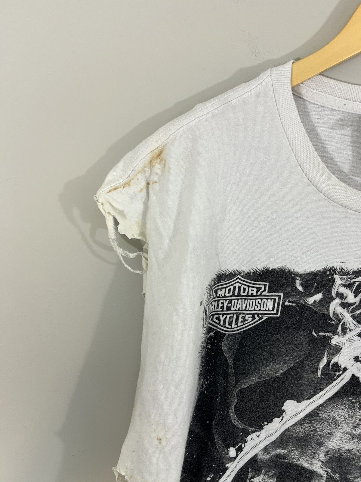 Harley Davidson Thrashed Harley Davidson Distressed Skull Boxy Fit Cut Off Size US XXL / EU 58 / 5 - 6 Thumbnail
