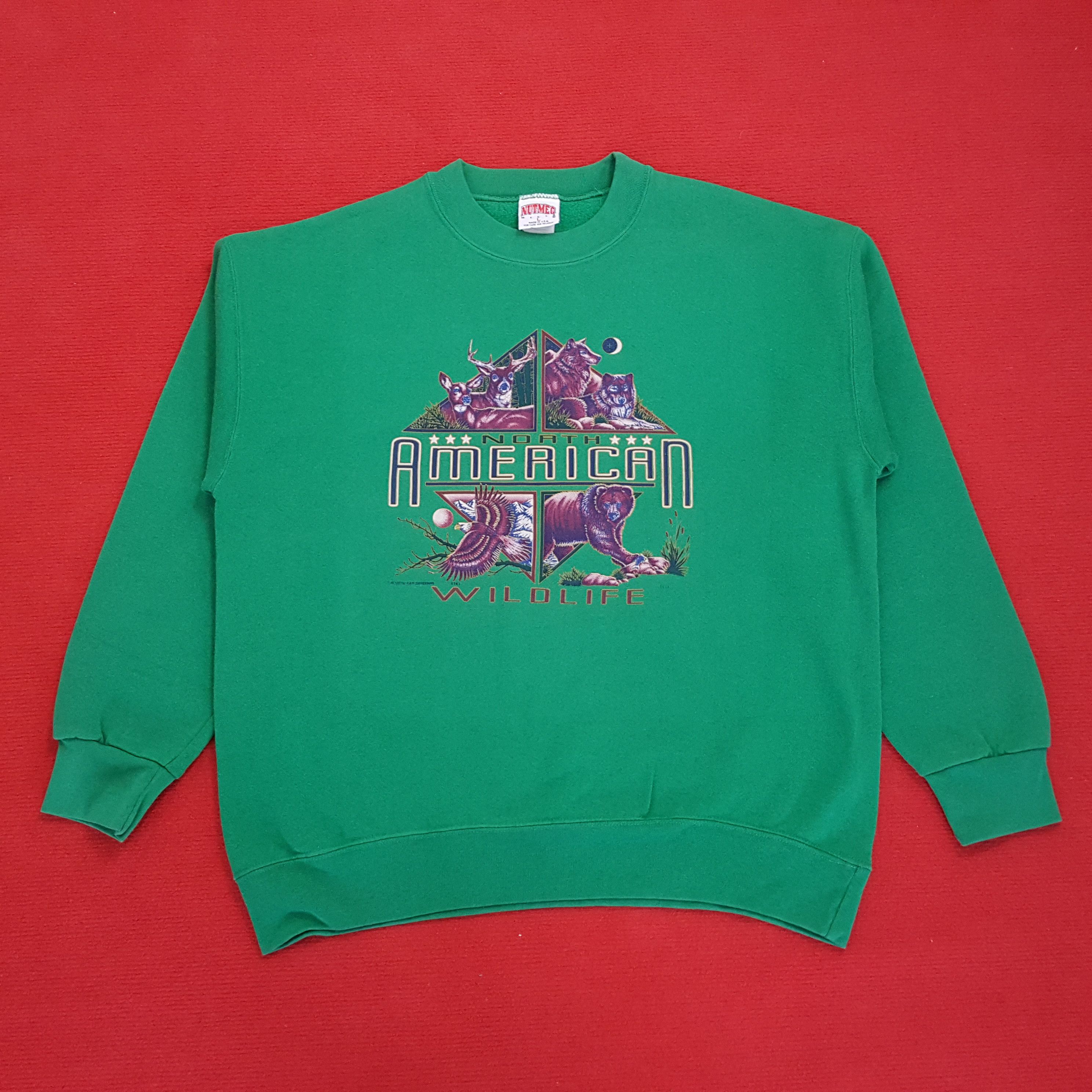 Nutmeg × Vintage North American Wildlife Habitat Design Streetwear Sweatshirt Size US L / EU 52-54 / 3 - 1 Thumbnail