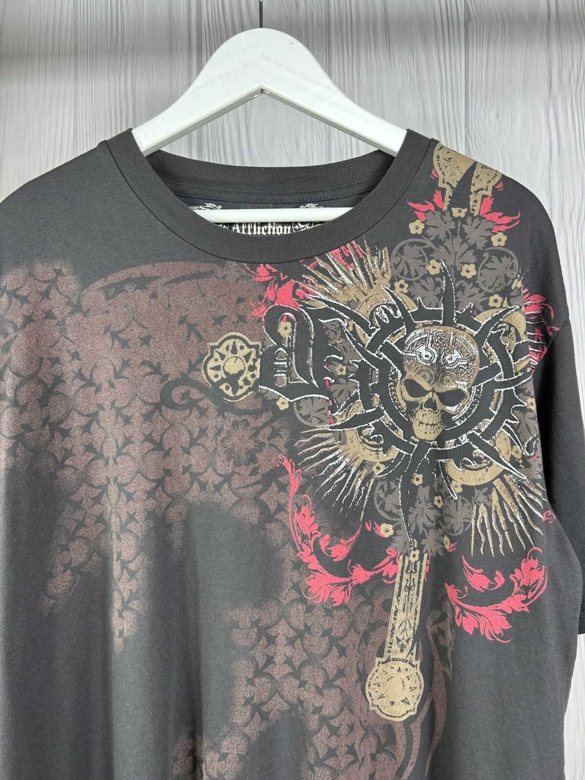 Affliction Y2K Affliction All Over Priinted Skull Big Logo T-Shirt USA Size US XL / EU 56 / 4 - 5 Thumbnail