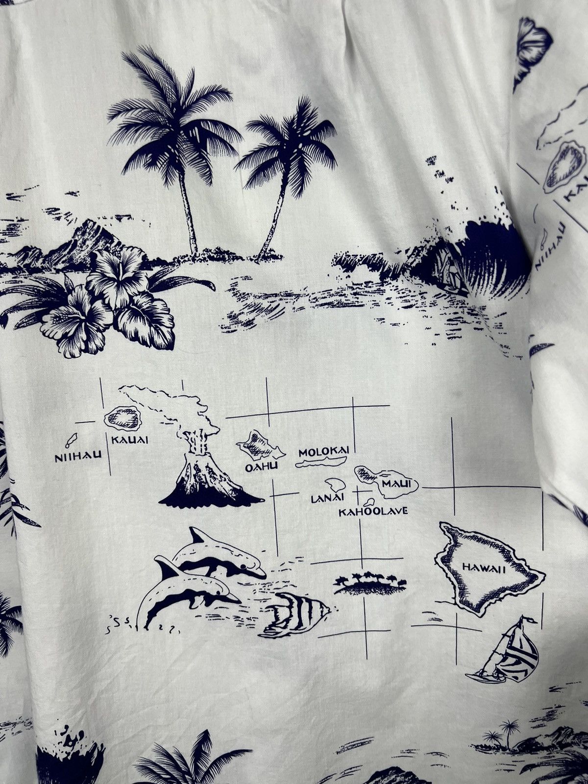 Vintage (L) Palm Wave Hawaiian Print Button Up Shirt Size US L / EU 52-54 / 3 - 13 Thumbnail