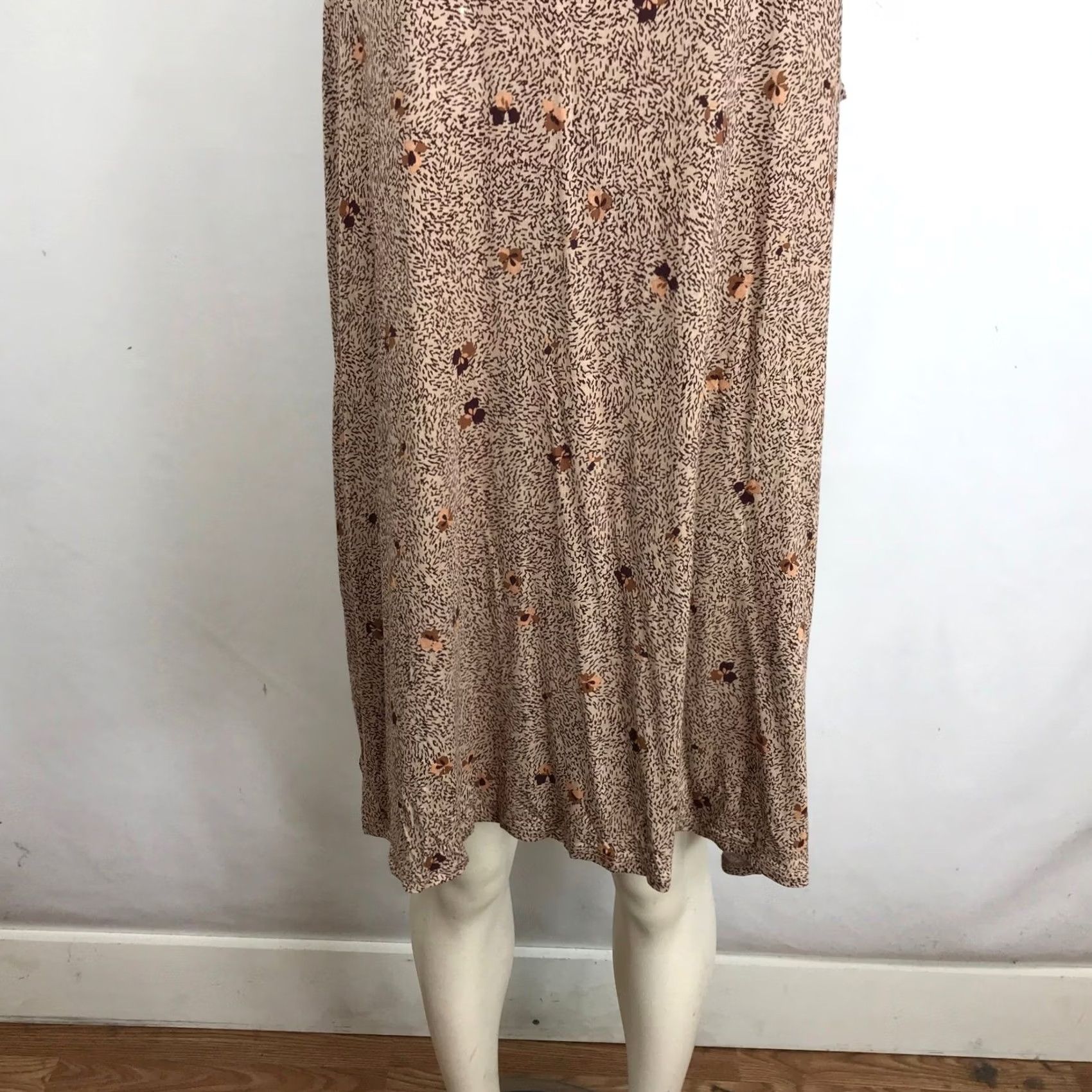 Logo 7 100 Layers Women's Plus Size 3X Brown Floral Sleeveless Midi Dress Casual Size XXL / US 16-18 / IT 52-54 - 3 Thumbnail