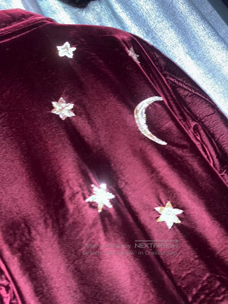 Saint Laurent Paris Saint Laurent Paris Burgundy Velvet Star and Moon Jacket Size US S / EU 44-46 / 1 - 4 Thumbnail