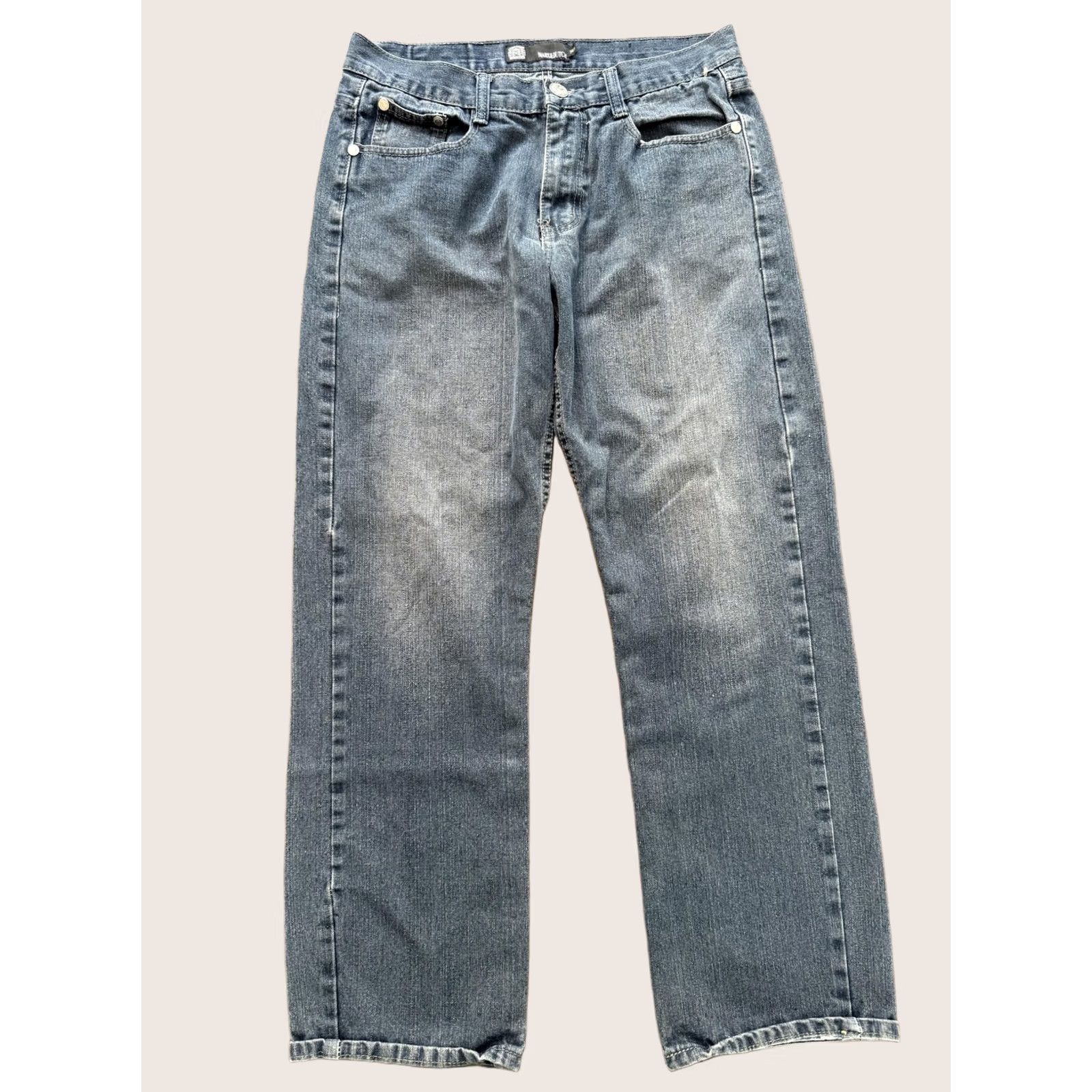 Denime Mark & Dutch Mens Blue Straight Leg Jeans 34x30 Denim Distressed Back Pocket Size US 34 / EU 50 - 1 Thumbnail