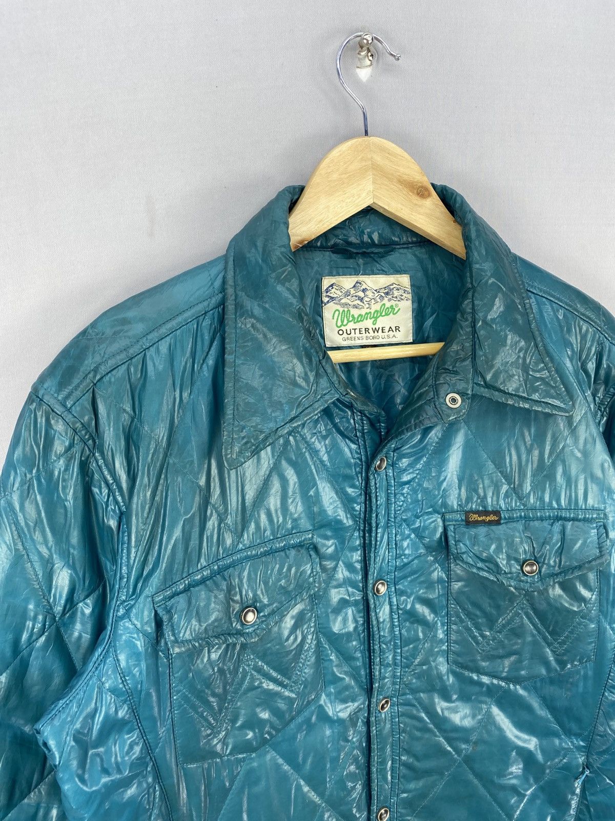 Wrangler Vintage Wrangler Green Boro Usa Quilted Nylon Jacket Size S / US 4 / IT 40 - 2 Thumbnail