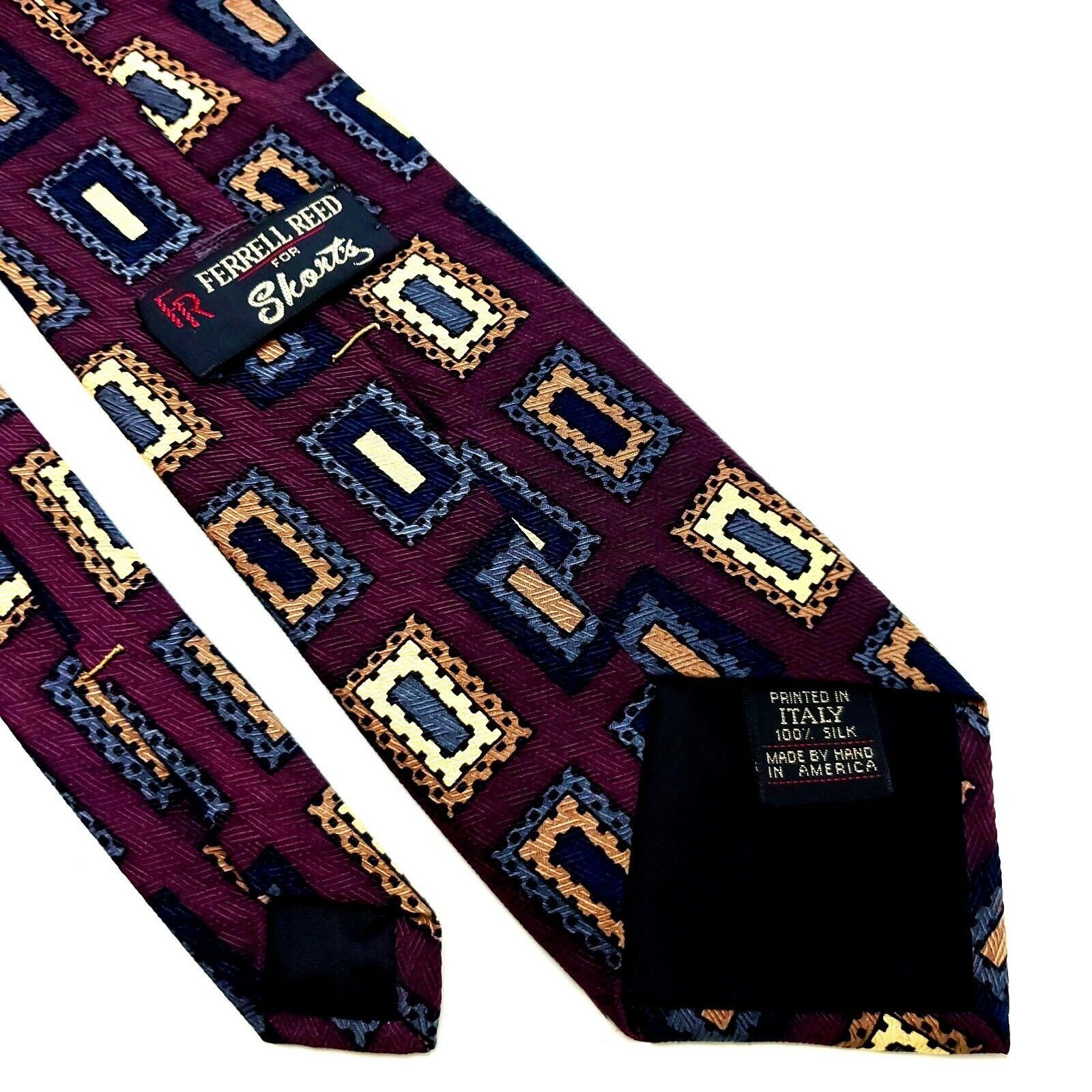 Vintage Ferrell Reed Shorts Silk Tie Print Burgundy Red Wide Size ONE SIZE - 5 Thumbnail