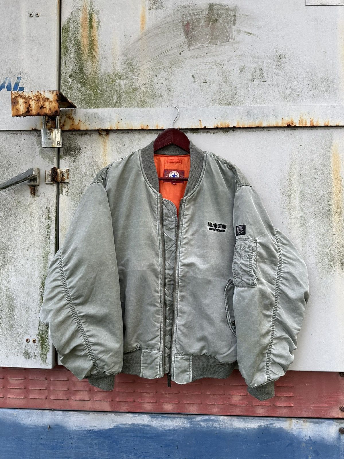 Vintage 👹Vintage Faded Converse MA-1 Cream Green Bomber Jacket