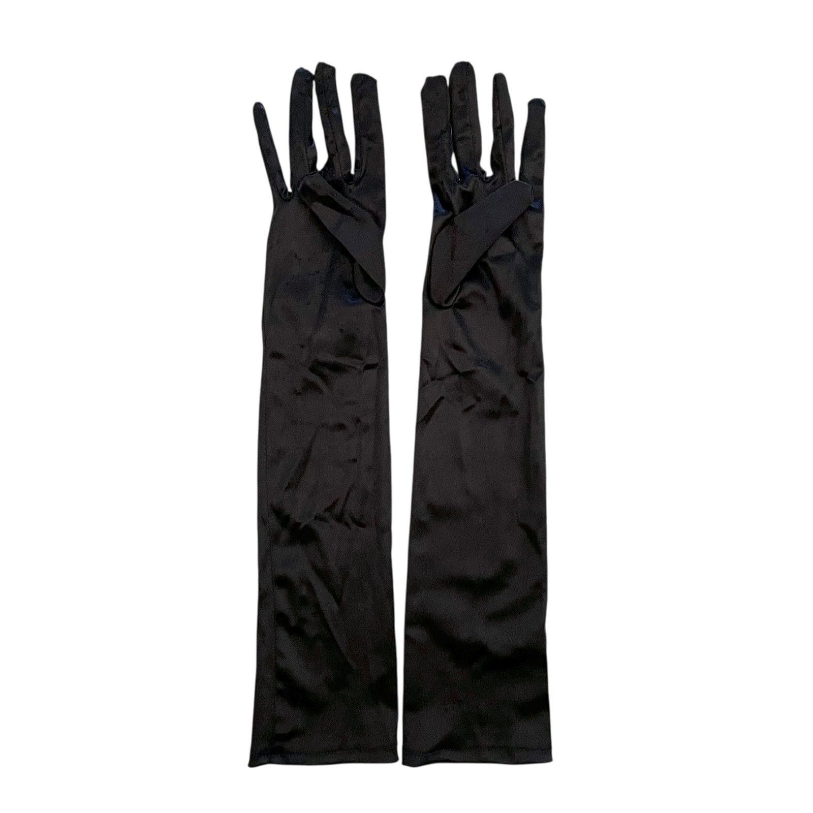 Vintage Vintage Black Satin Long Formal Elbow-Length Evening Gloves Size ONE SIZE - 4 Thumbnail