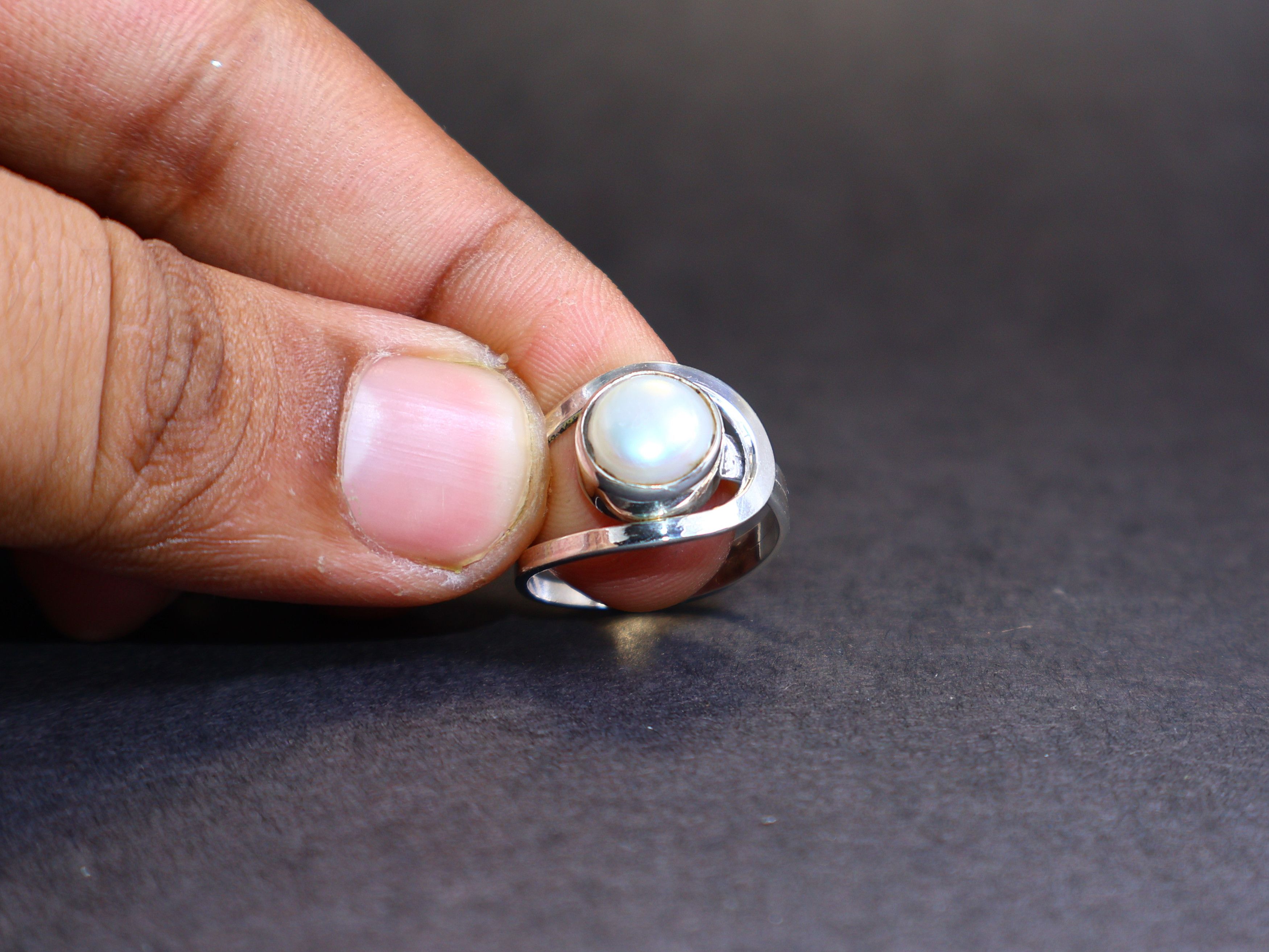 Handmade Pearl Ring, Women Handmade Sterling Silver Adjustable Ring, Size ONE SIZE - 8 Thumbnail