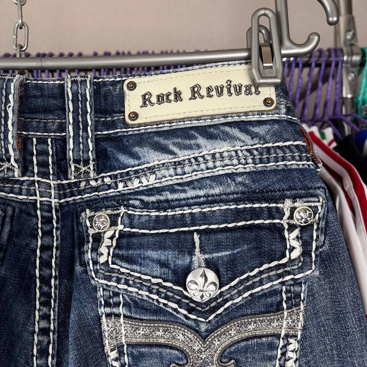 Rock Revival Vintage Rock Revival Printed Blue Denim Skinny Pants Y2K Size 29" - 3 Thumbnail